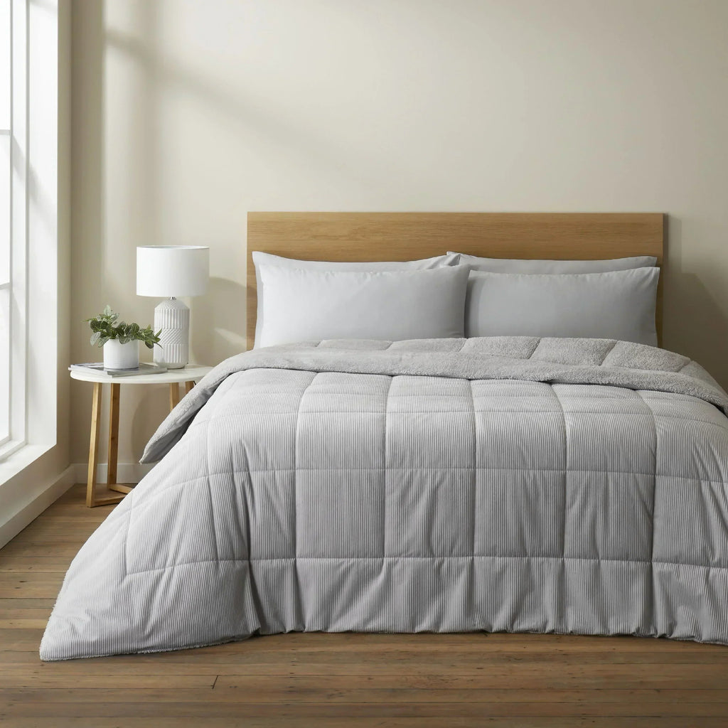 Cosy Cord Coverless Duvet - Silver