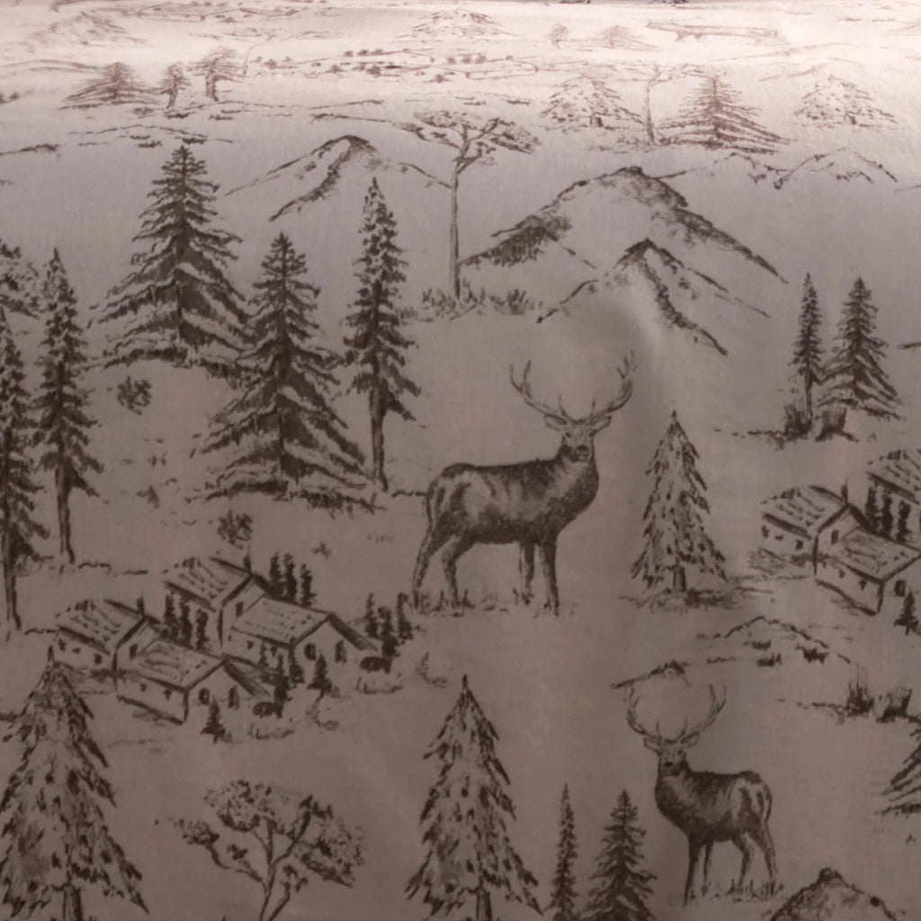 D & D Alpine Stag Brushed Cotton Duvet Cover Set - Natural