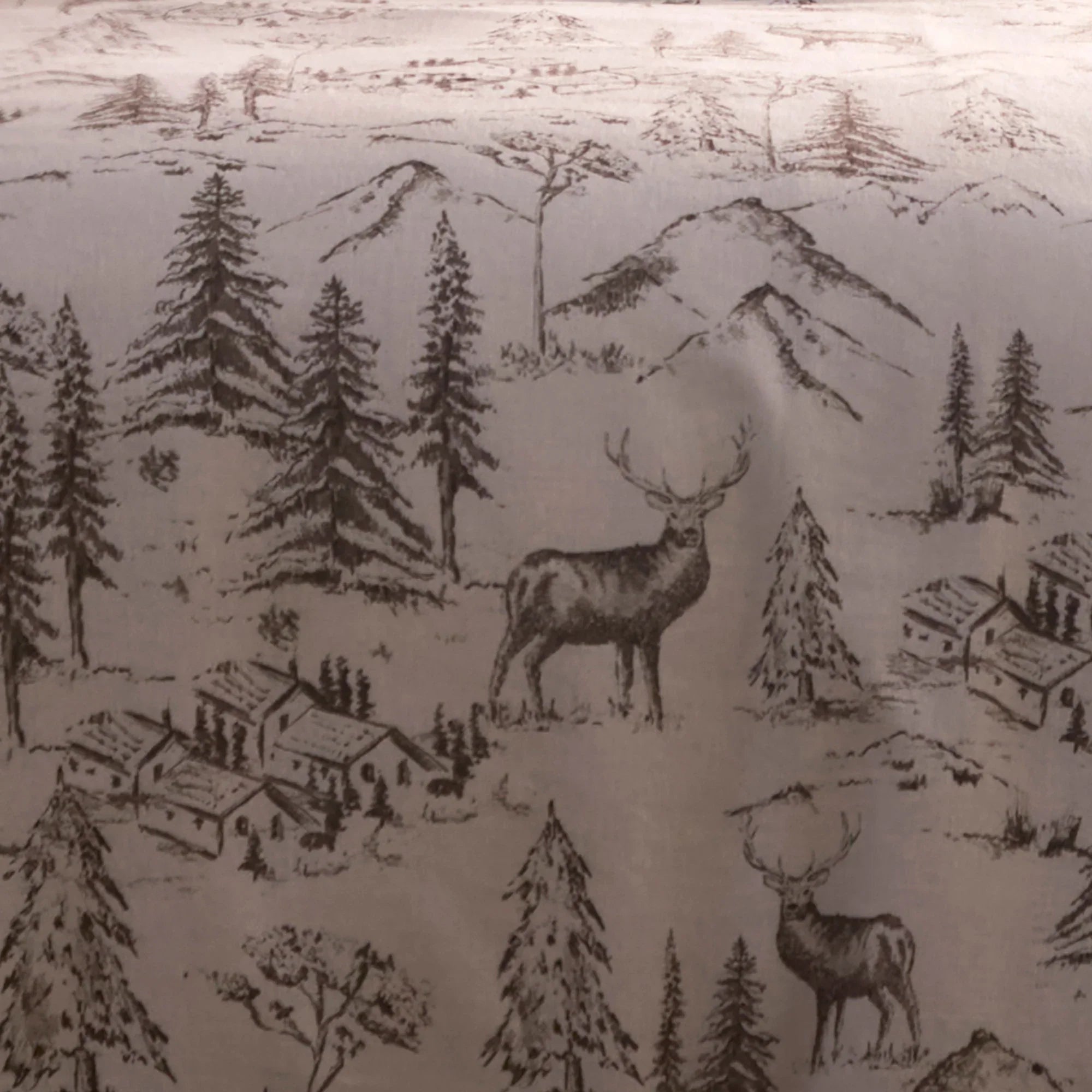 D & D Alpine Stag Brushed Cotton Duvet Cover Set - Natural