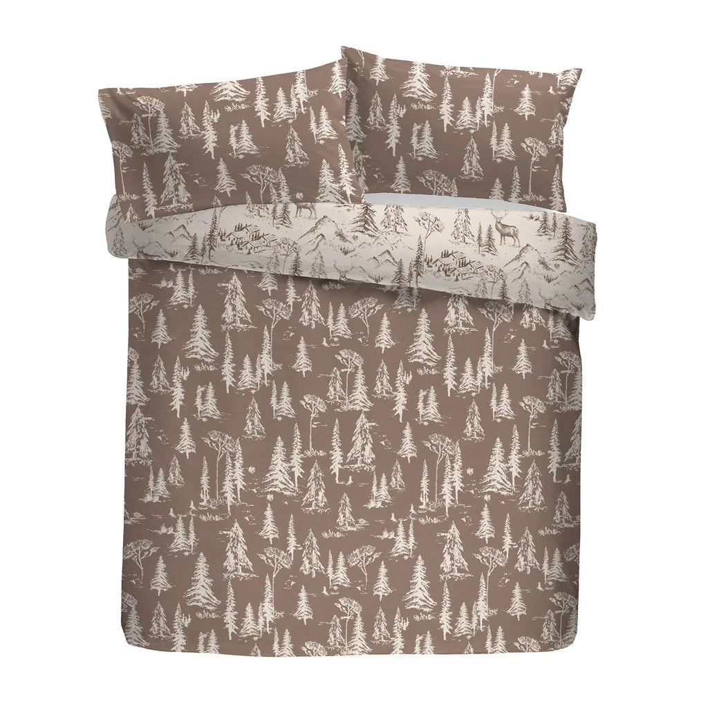 D & D Alpine Stag Brushed Cotton Duvet Cover Set - Natural