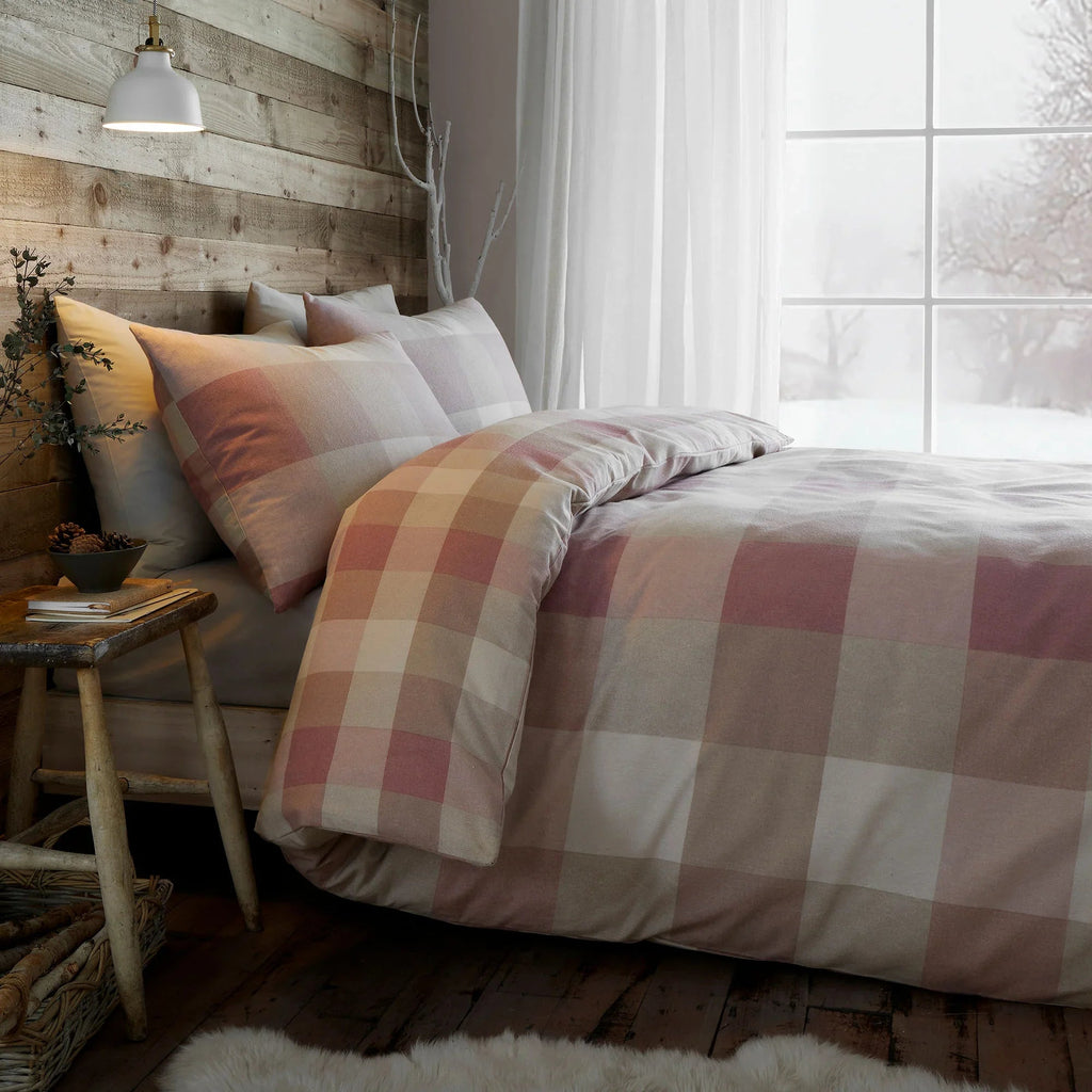 Appletree Hygge Ashford Check Brushed Cotton Duvet Cover Set - Natural