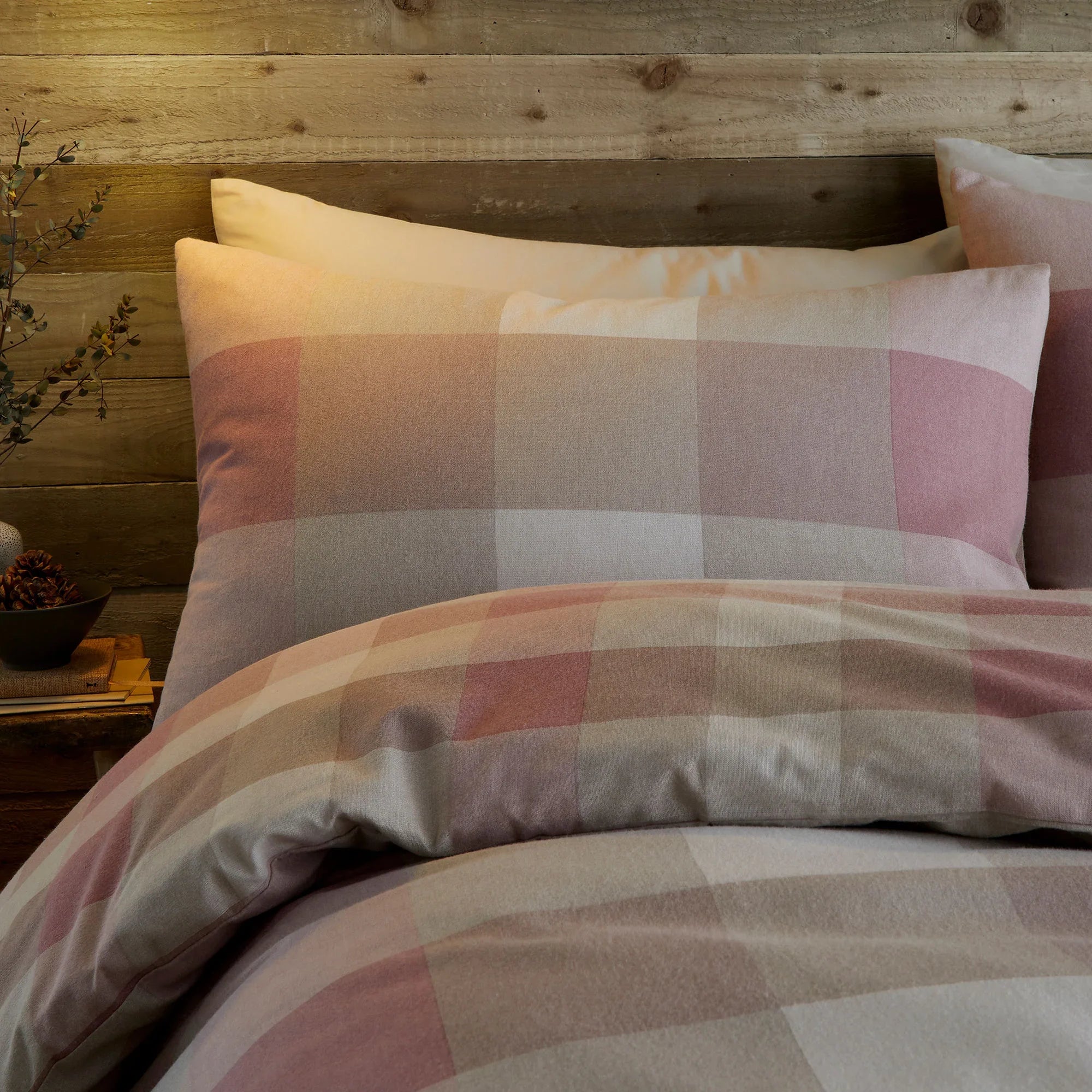 Appletree Hygge Ashford Check Brushed Cotton Duvet Cover Set - Natural
