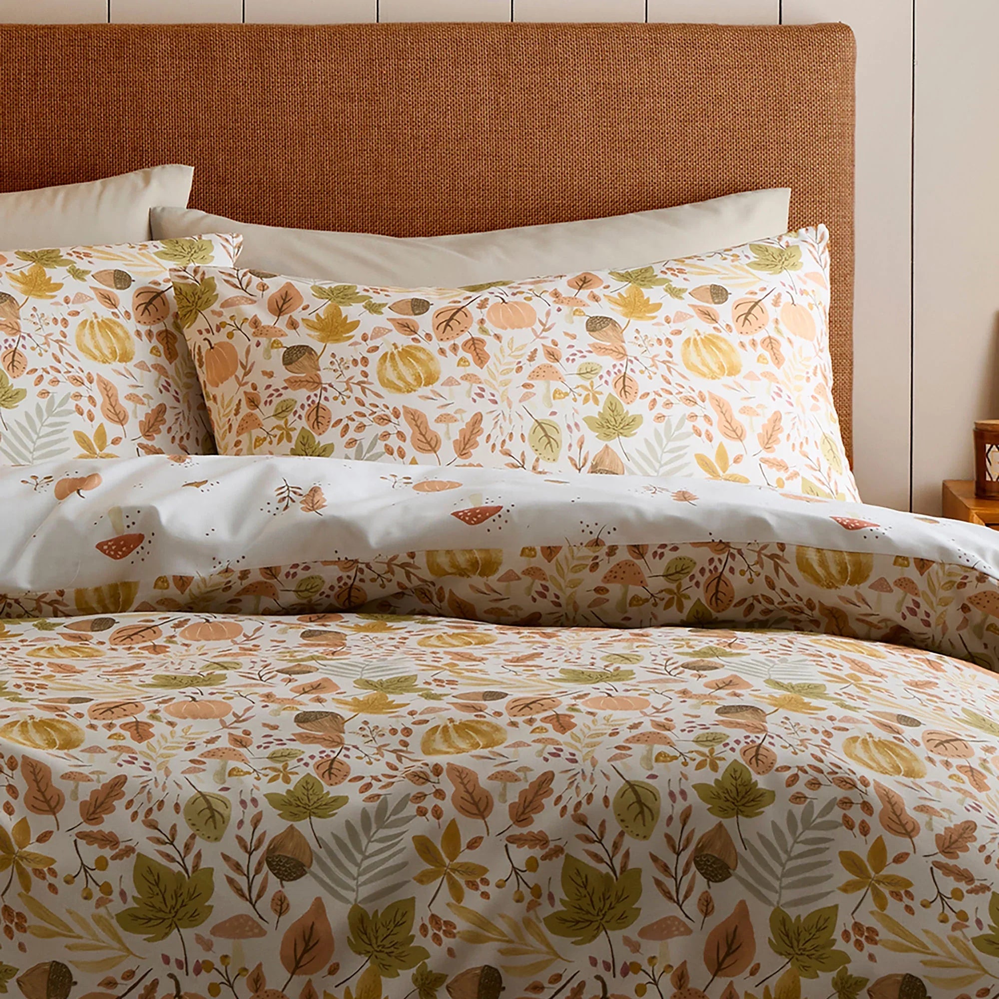 D & D Design Autumn Foliage Reversible Duvet Cover Set - Natural
