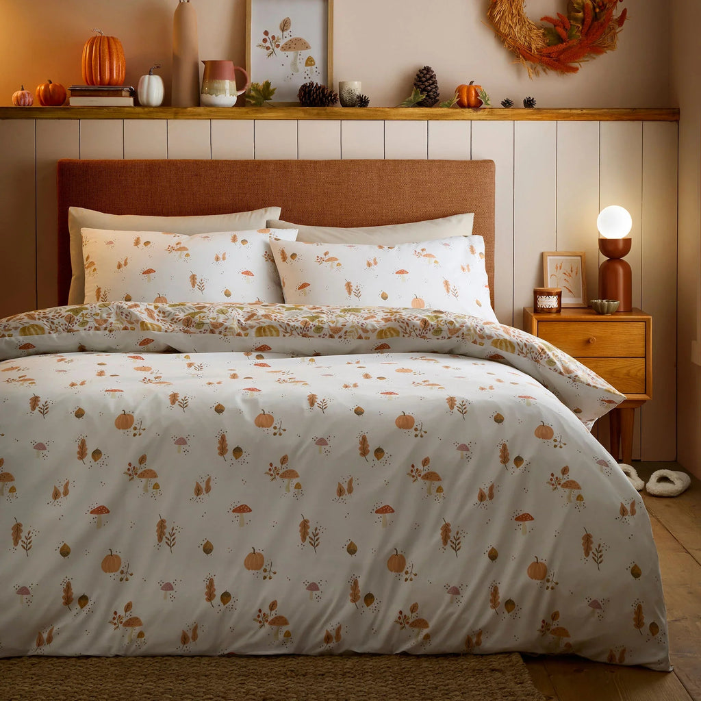 D & D Design Autumn Foliage Reversible Duvet Cover Set - Natural