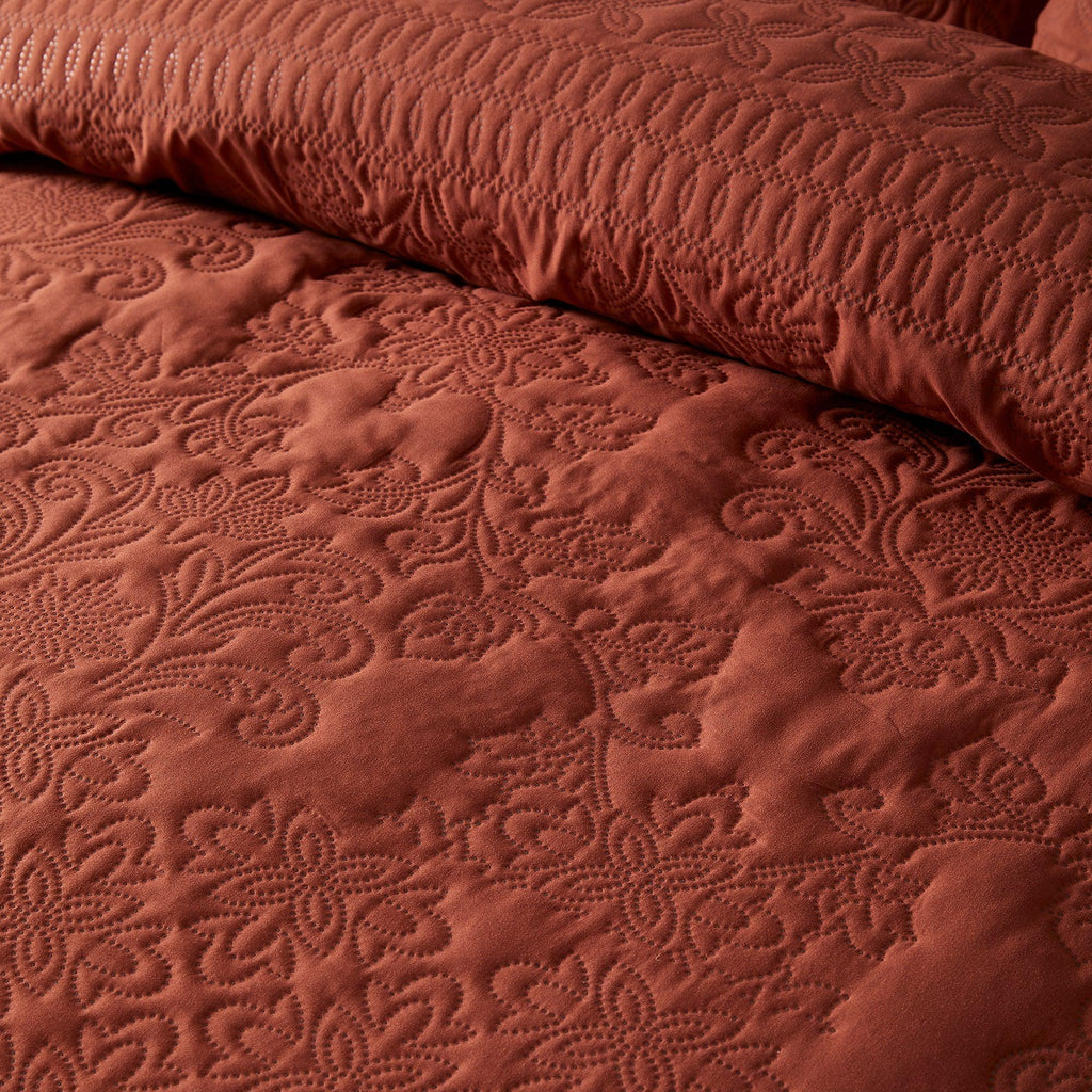 Serene Avery Stripe Duvet Cover Set - Terracotta