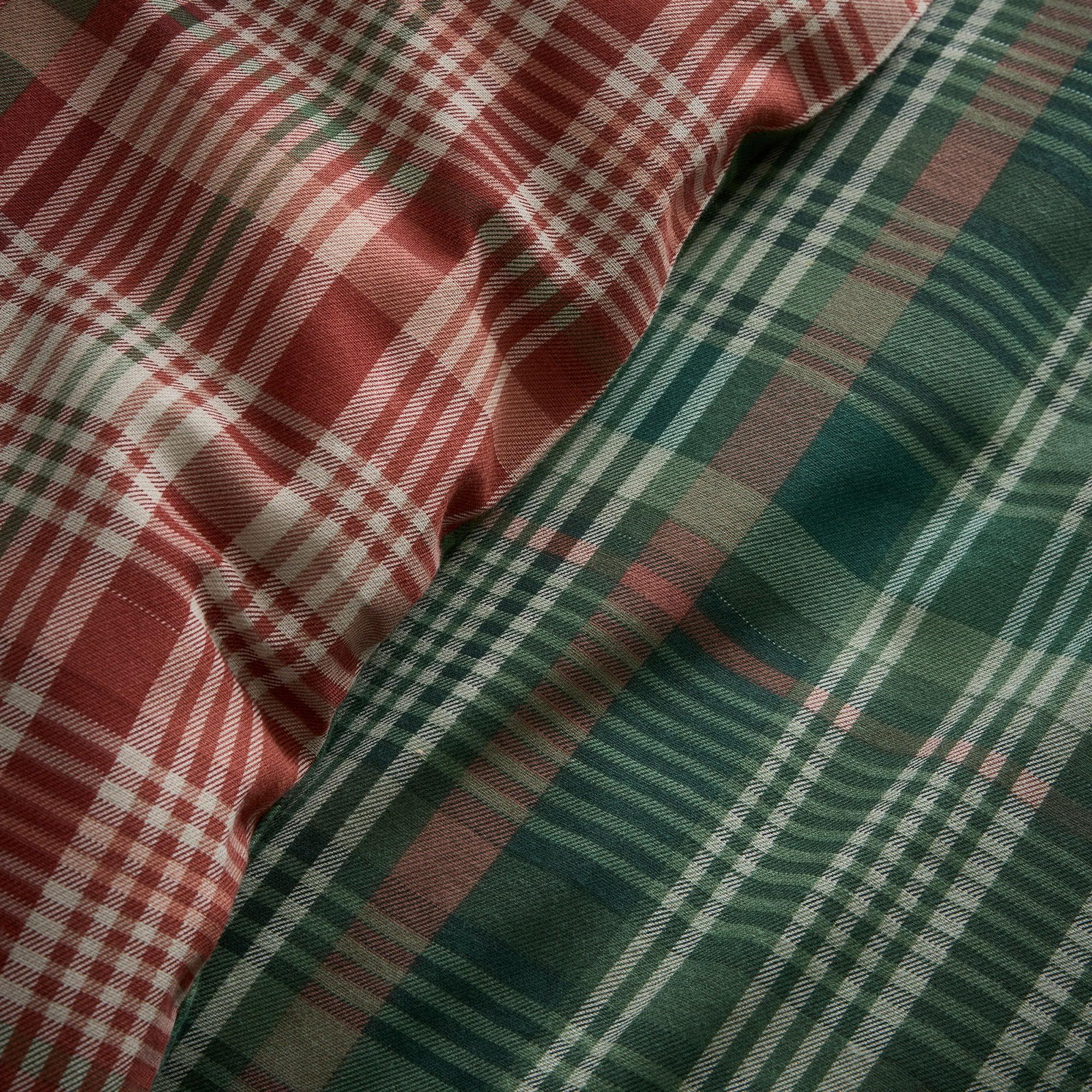 D & D Bennet Check Brushed Cotton Duvet Cover Set - Green