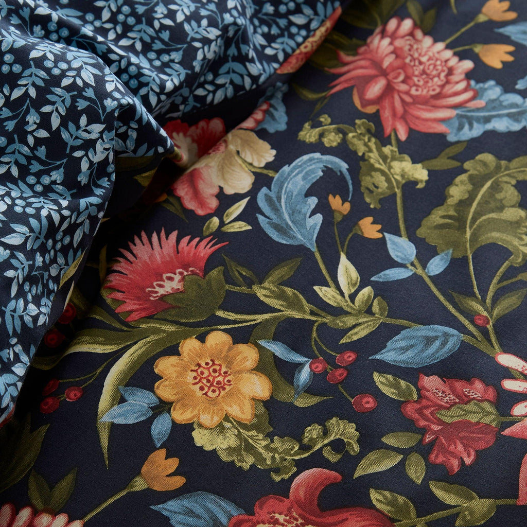 D & D Design Bejewelled Cotton Duvet Cover Set - Navy