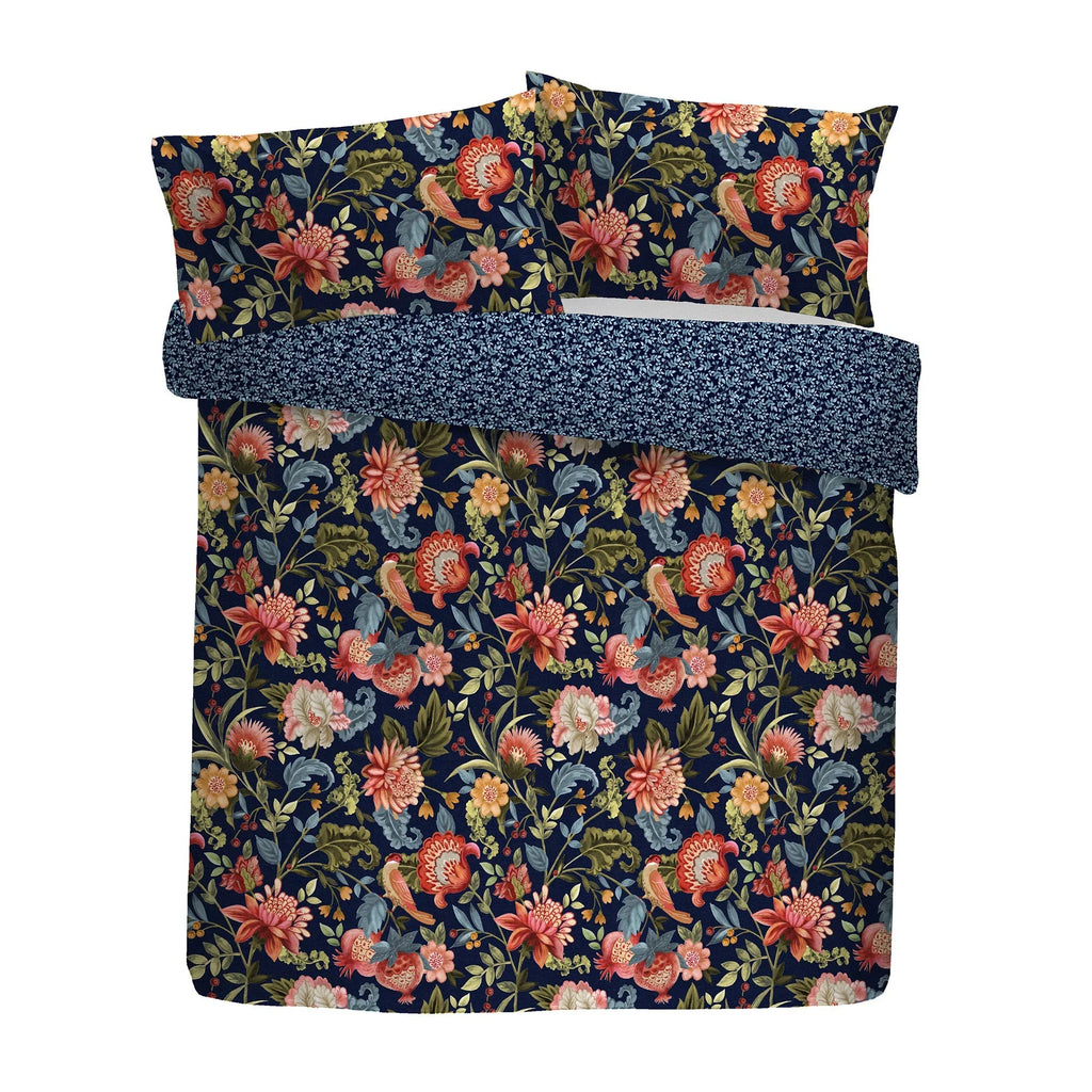 D & D Design Bejewelled Cotton Duvet Cover Set - Navy