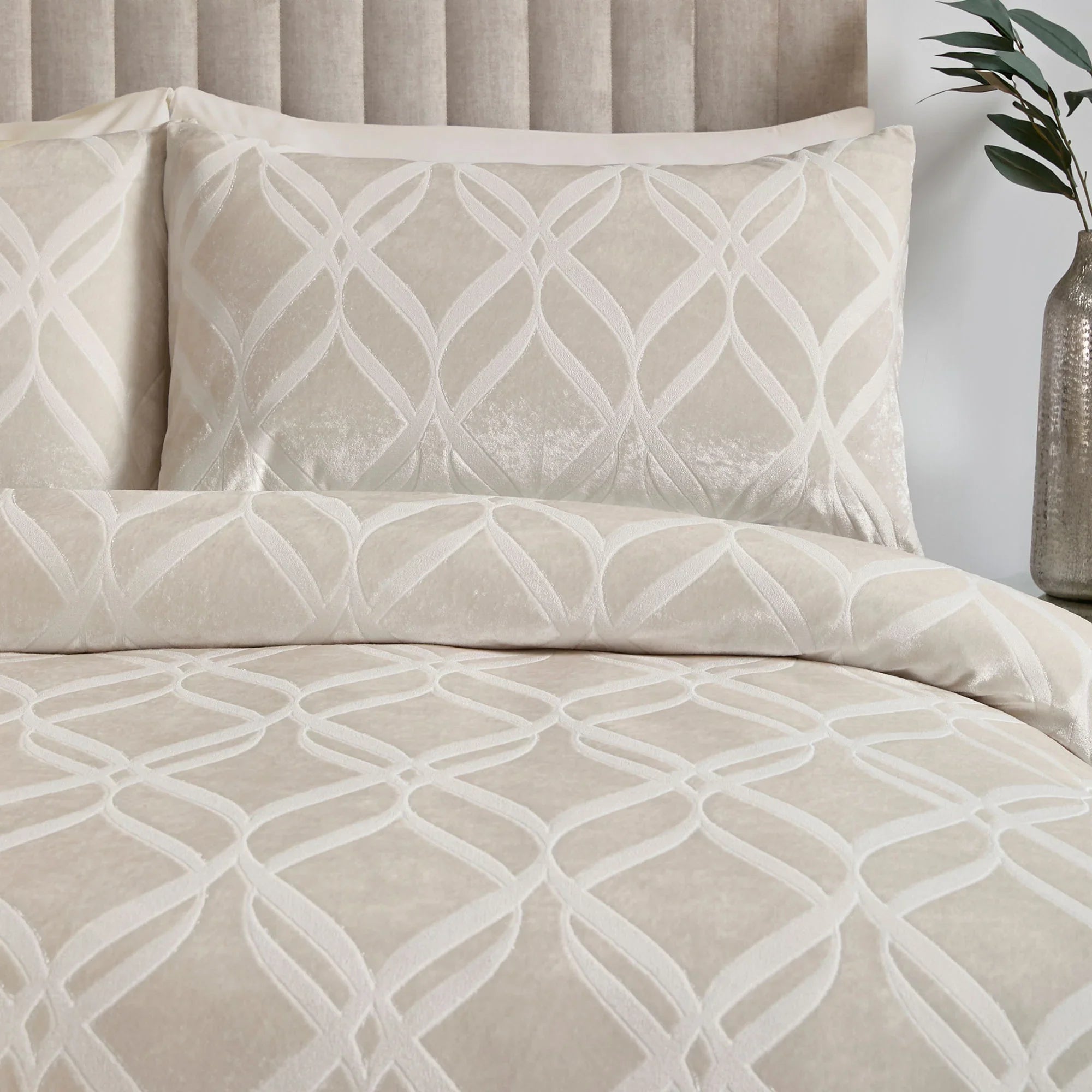 Soiree Belfort  Jacquard Duvet Cover Set - Silver