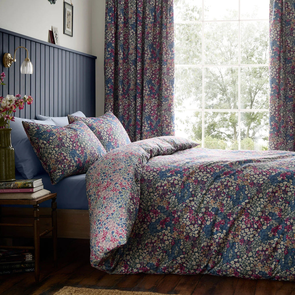 D & D Design Bessie Reversible Duvet Cover Set - Navy