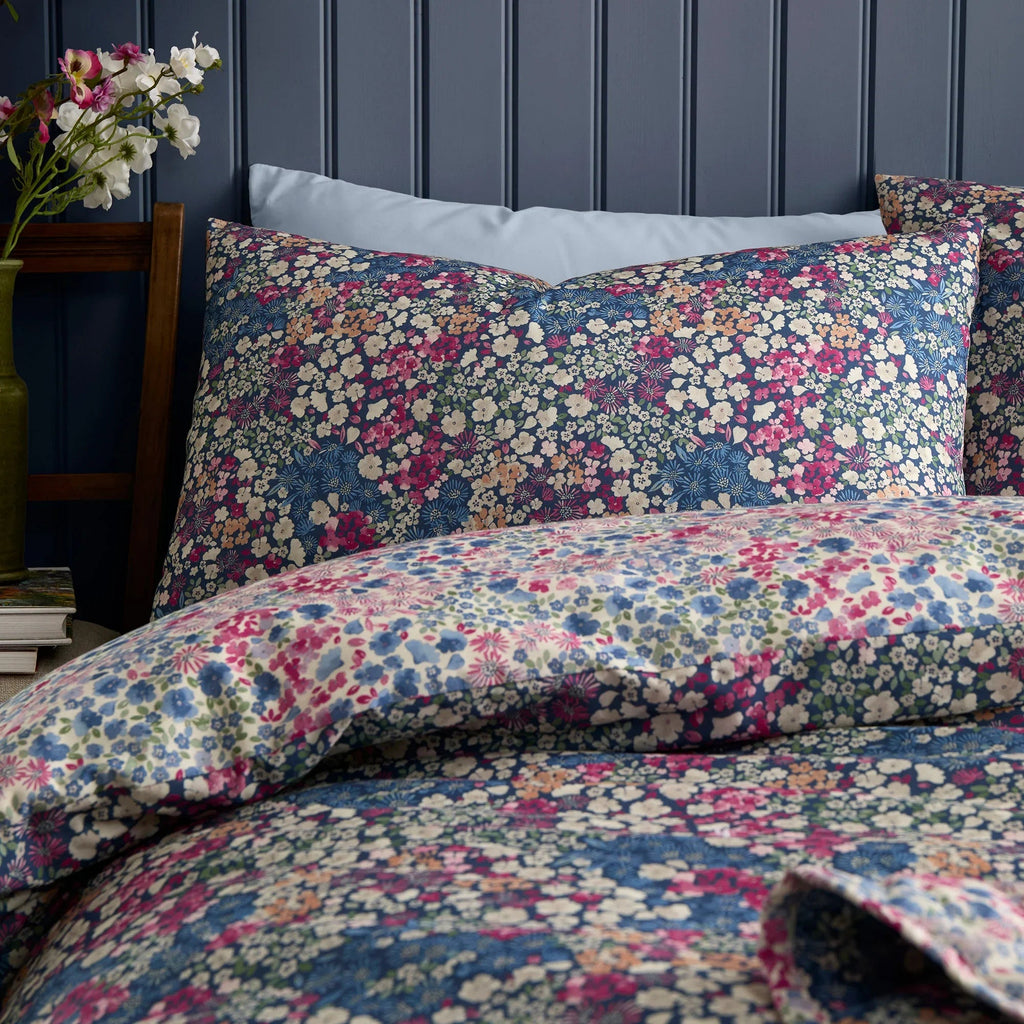 D & D Design Bessie Reversible Duvet Cover Set - Navy
