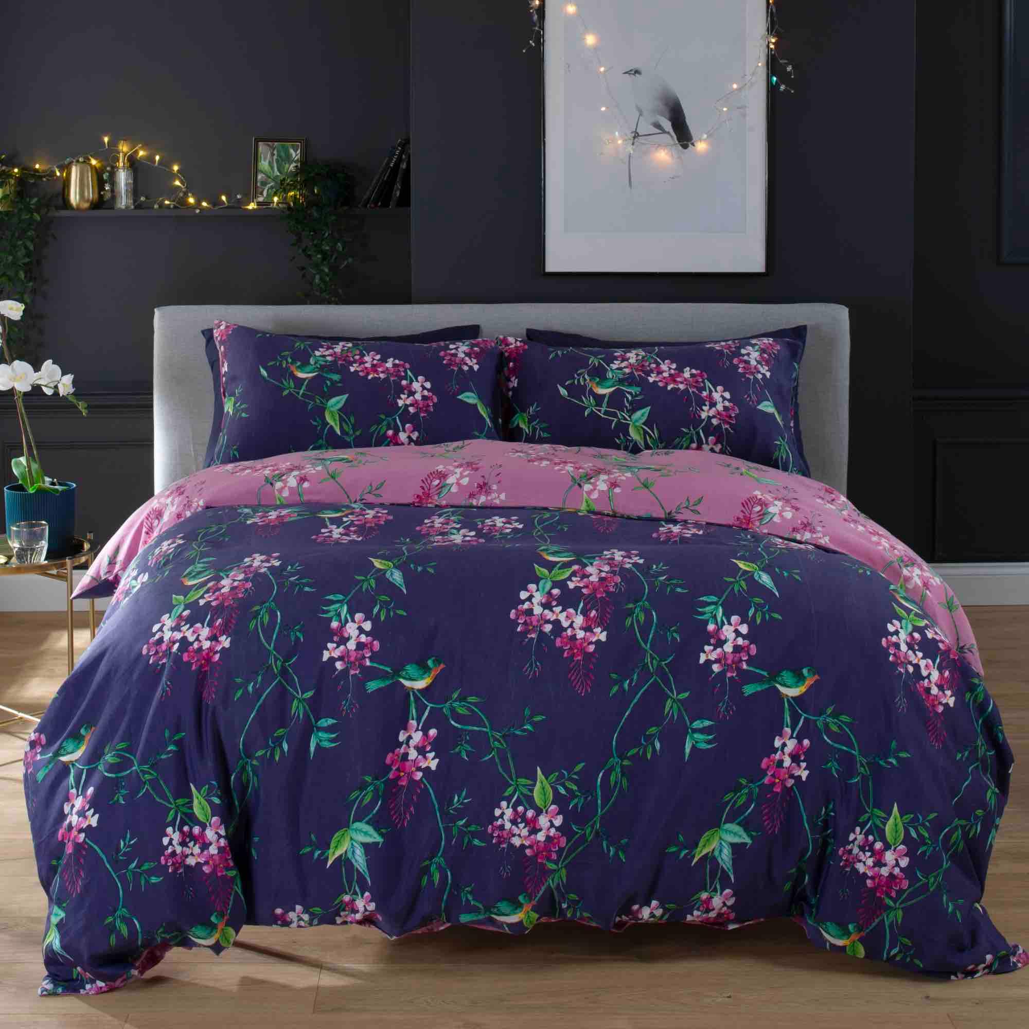 Deyongs 1846 Bird Garden Duvet Cover Set - Plum