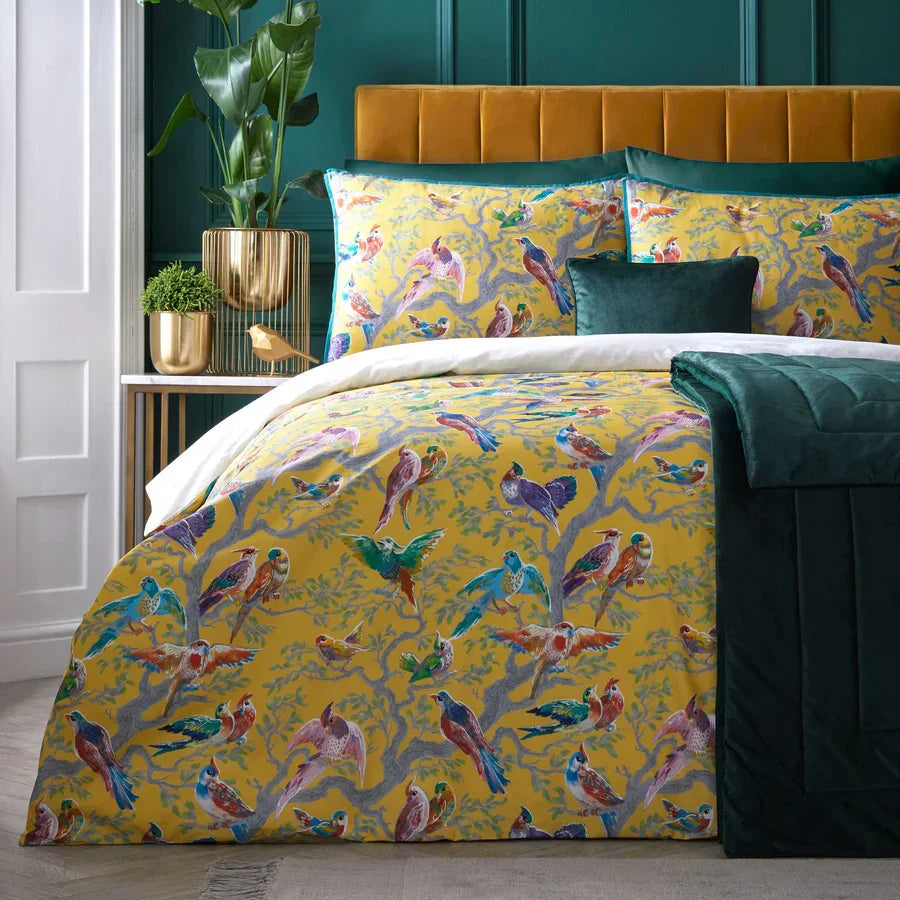 Laurence Llewelyn-Bowen Birdity Absurdity Duvet Cover Set - Yellow