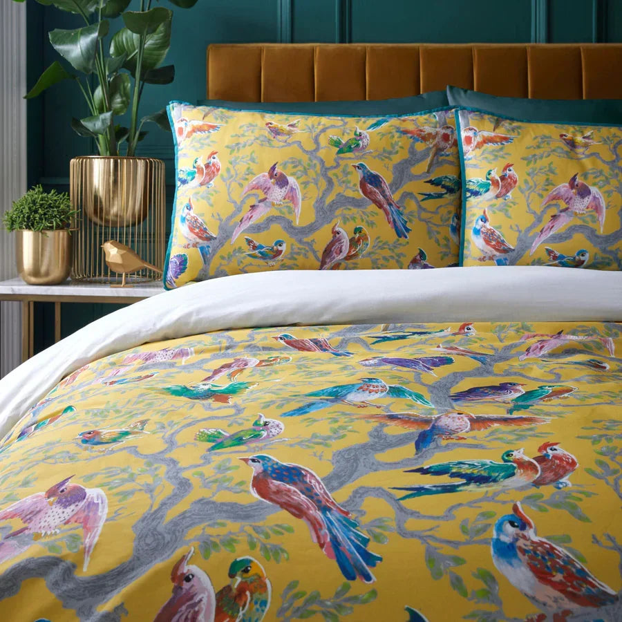Laurence Llewelyn-Bowen Birdity Absurdity Duvet Cover Set - Yellow