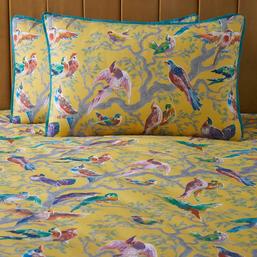 Laurence Llewelyn-Bowen Birdity Absurdity Duvet Cover Set - Yellow