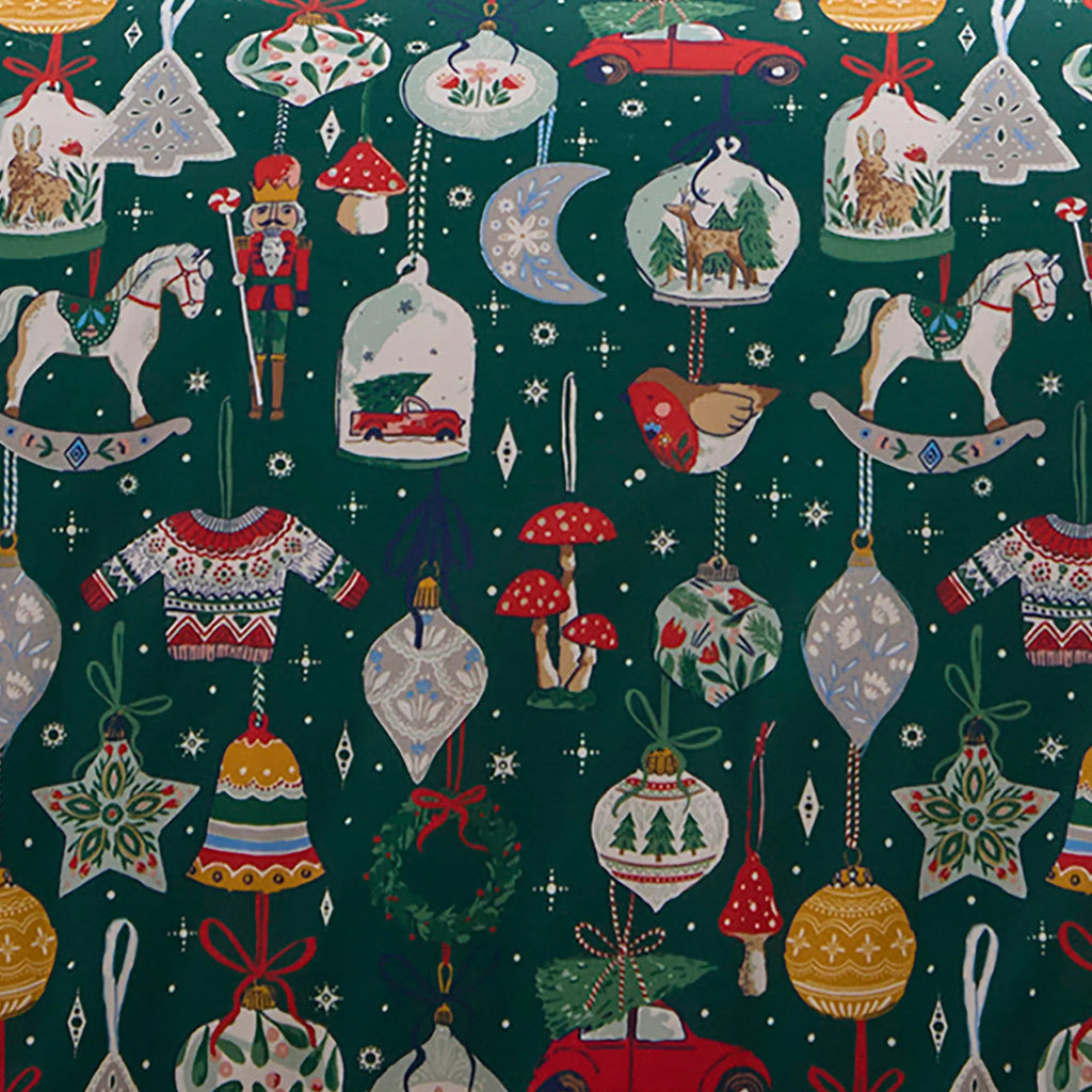 Fusion Christmas Ornaments Festive Duvet Cover Set - Green