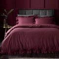 Appletree Hygge Cassia Frill Cotton Duvet Cover Set - Berry
