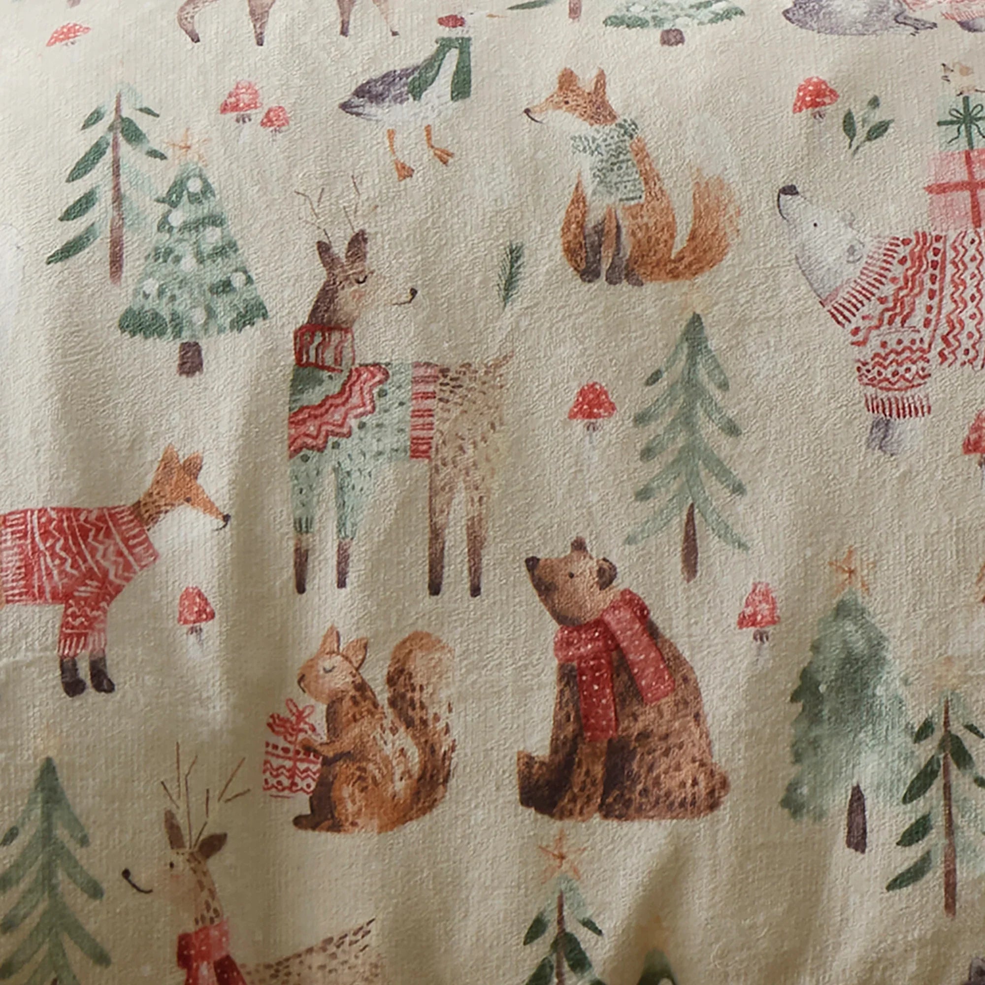 Fusion Christmas Woodland Animals Duvet Cover Set - Natural