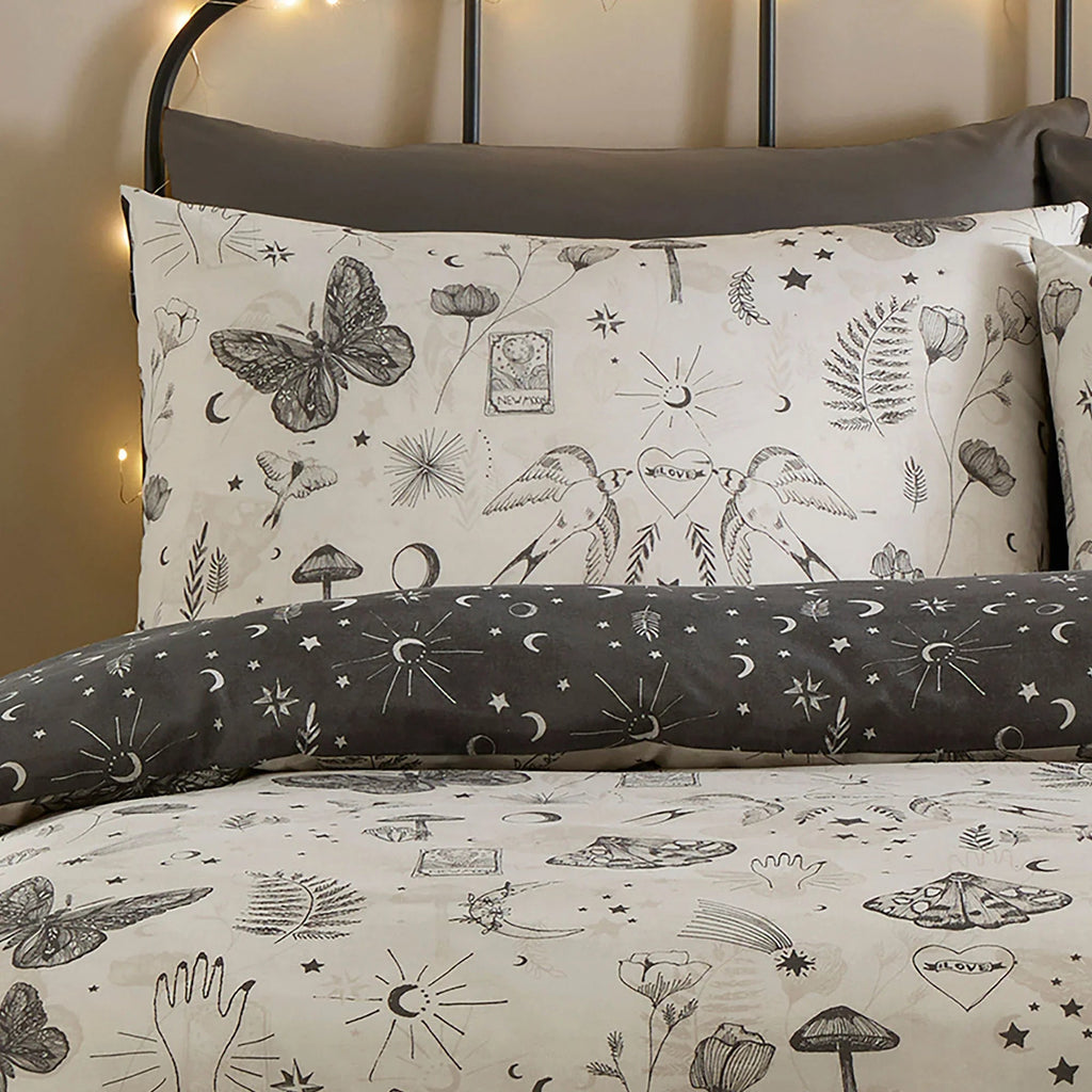 Fusion Celeste Reversible Duvet Cover Set - Grey