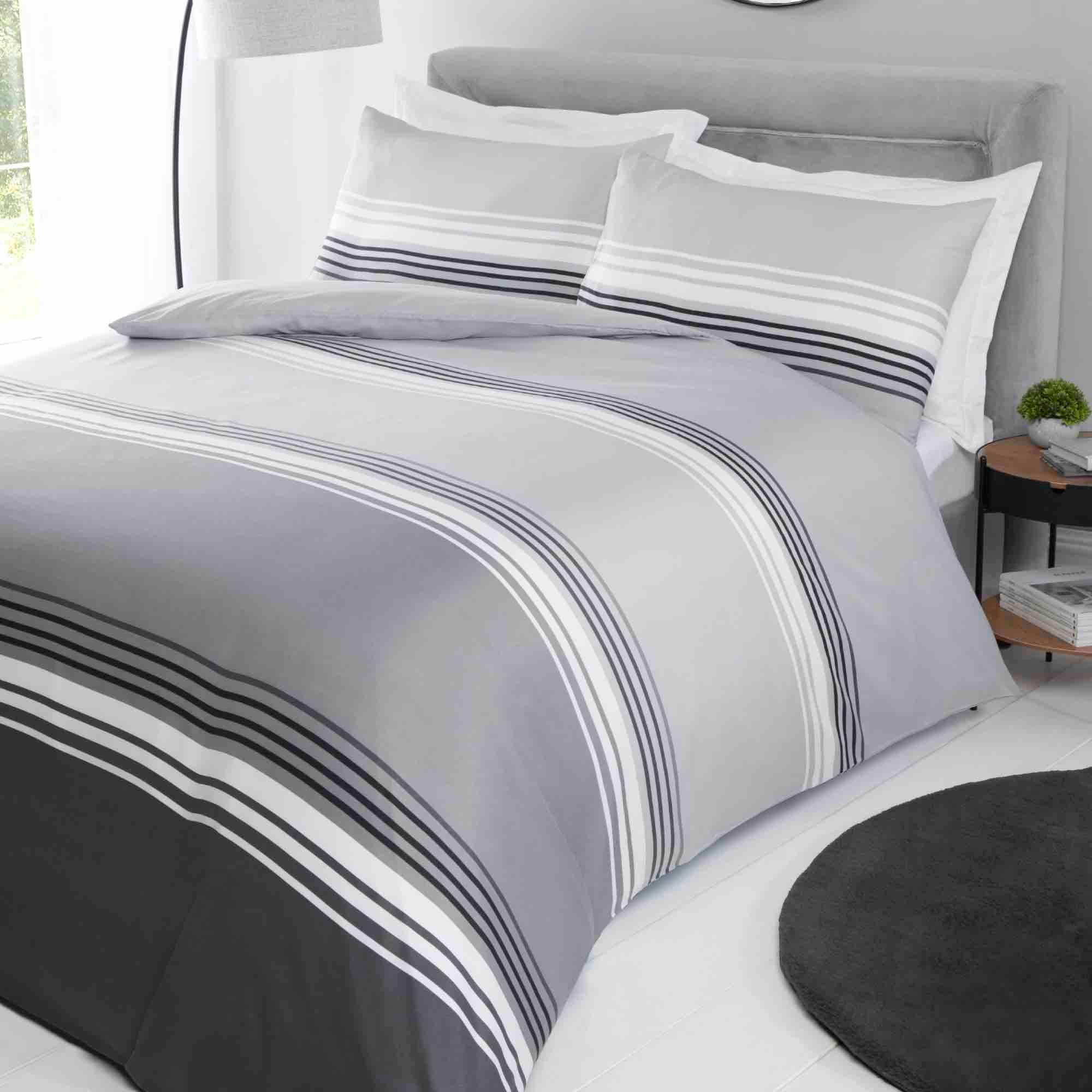 Chicago Brushed Duvet Cover Set - Grey