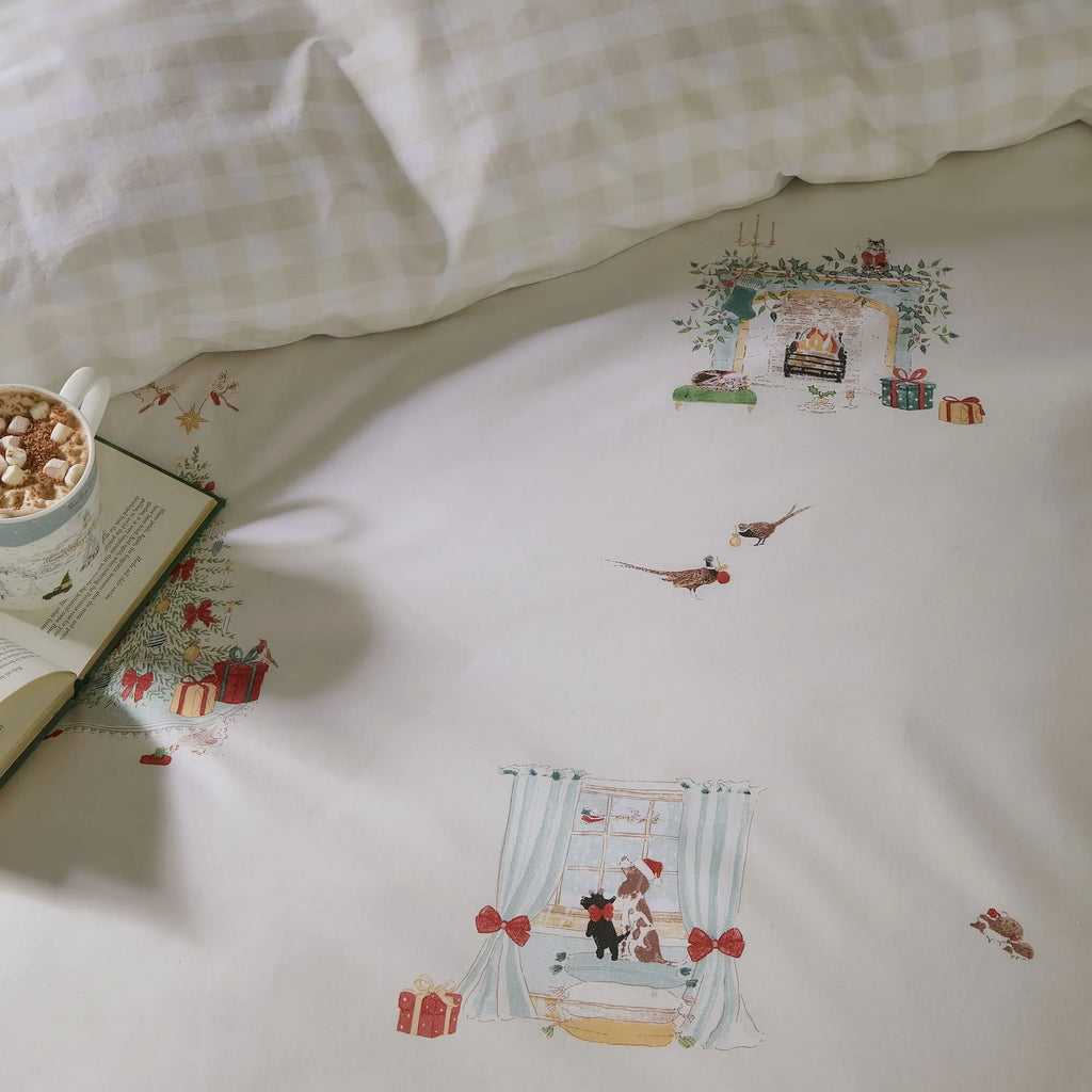 Sophie Allport Cosy Christmas Duvet Cover Set - Misty Green