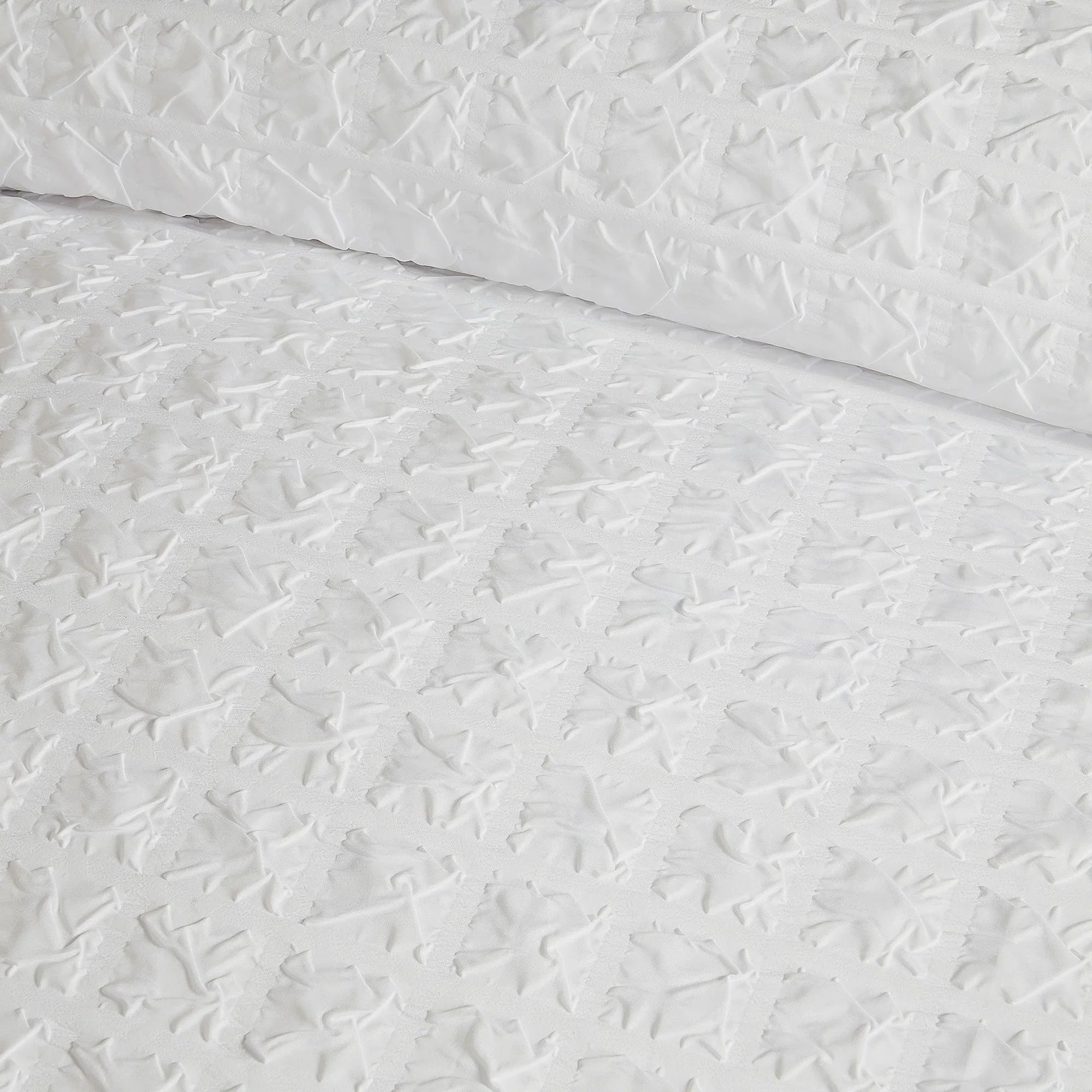 Serene Embossed Grid Duvet Cover Set - White