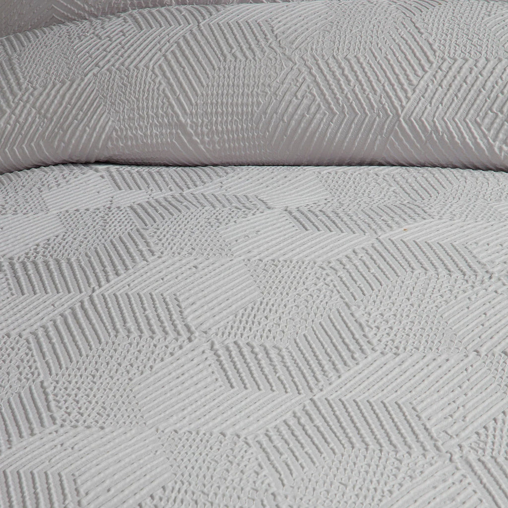 Serene Embossed Geo Duvet Cover Set - Grey