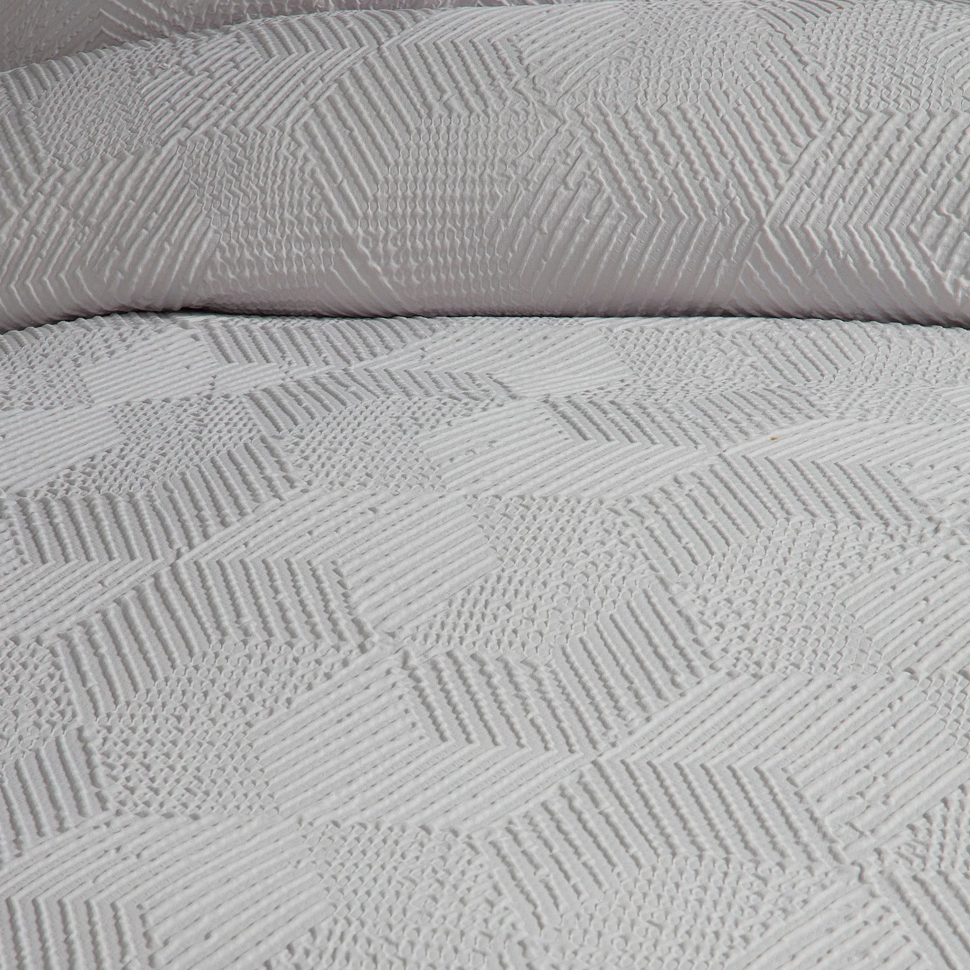 Serene Embossed Geo Duvet Cover Set - Grey