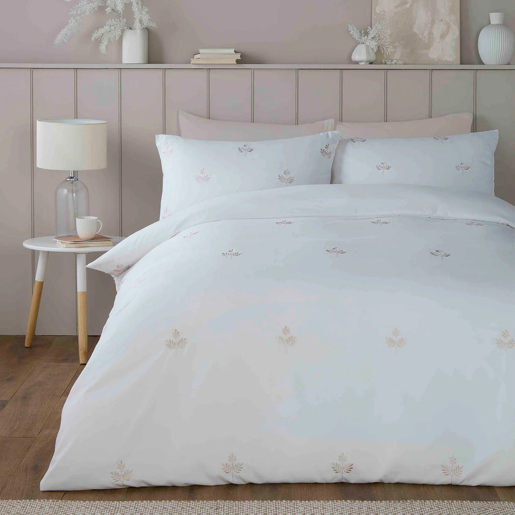 Serene Emily Embroidery Duvet Cover Set - Natural