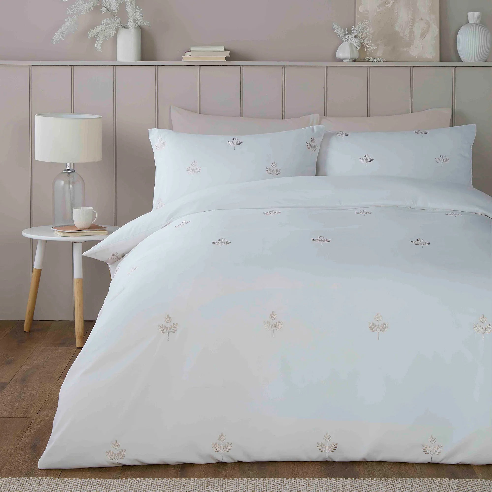 Serene Emily Embroidery Duvet Cover Set - Natural