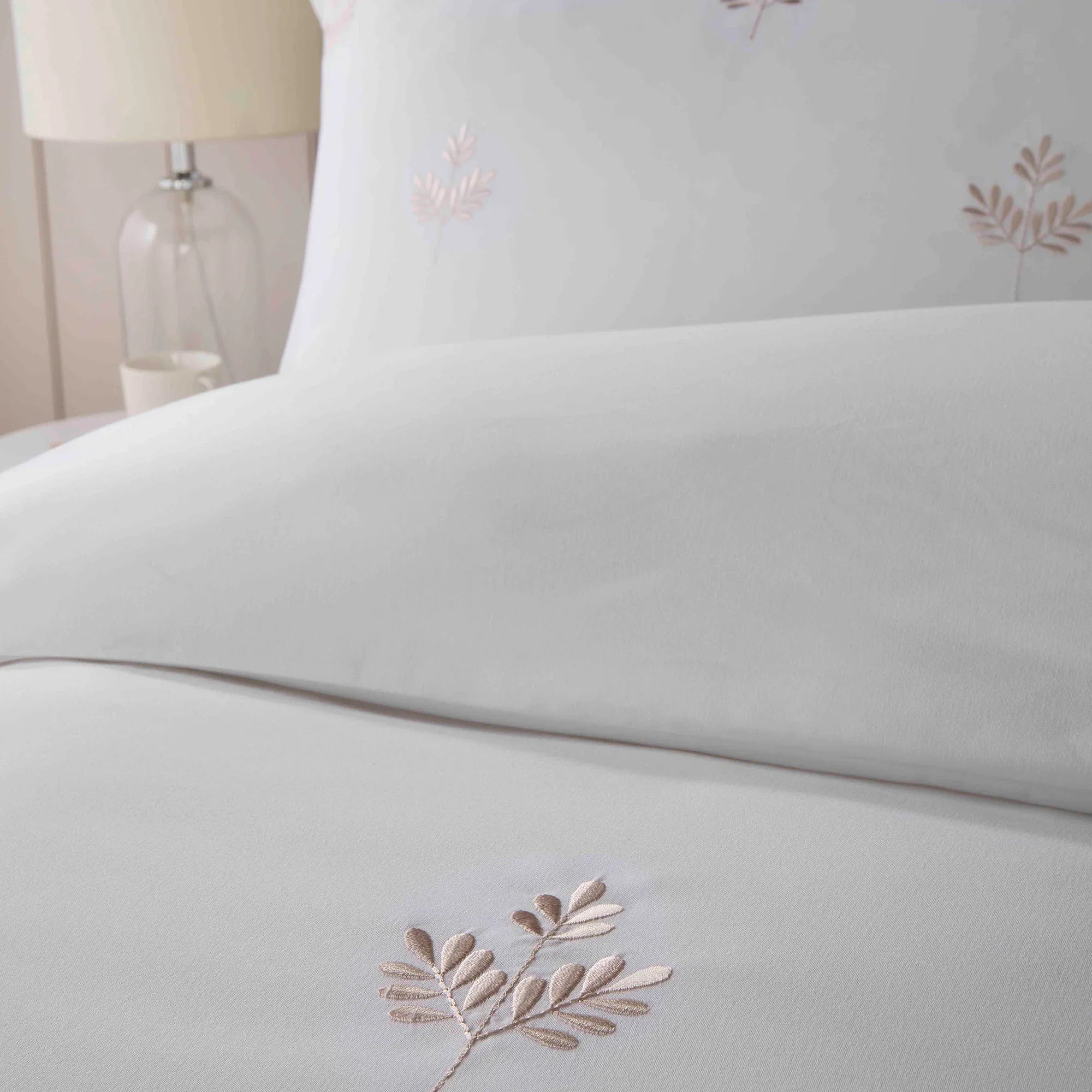 Serene Emily Embroidery Duvet Cover Set - Natural