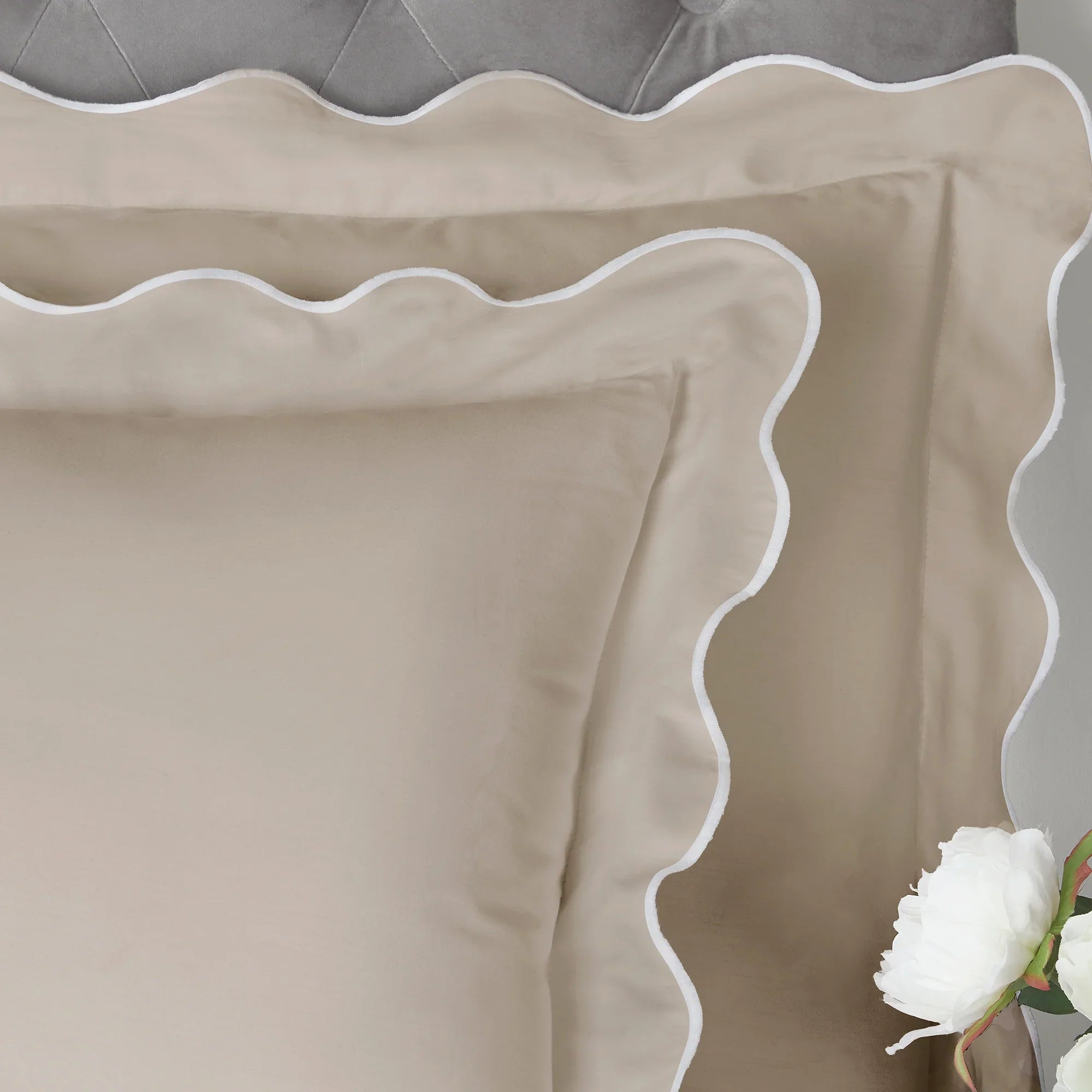 Appletree Boutique Scallop Edge Duvet Cover Set - Natural