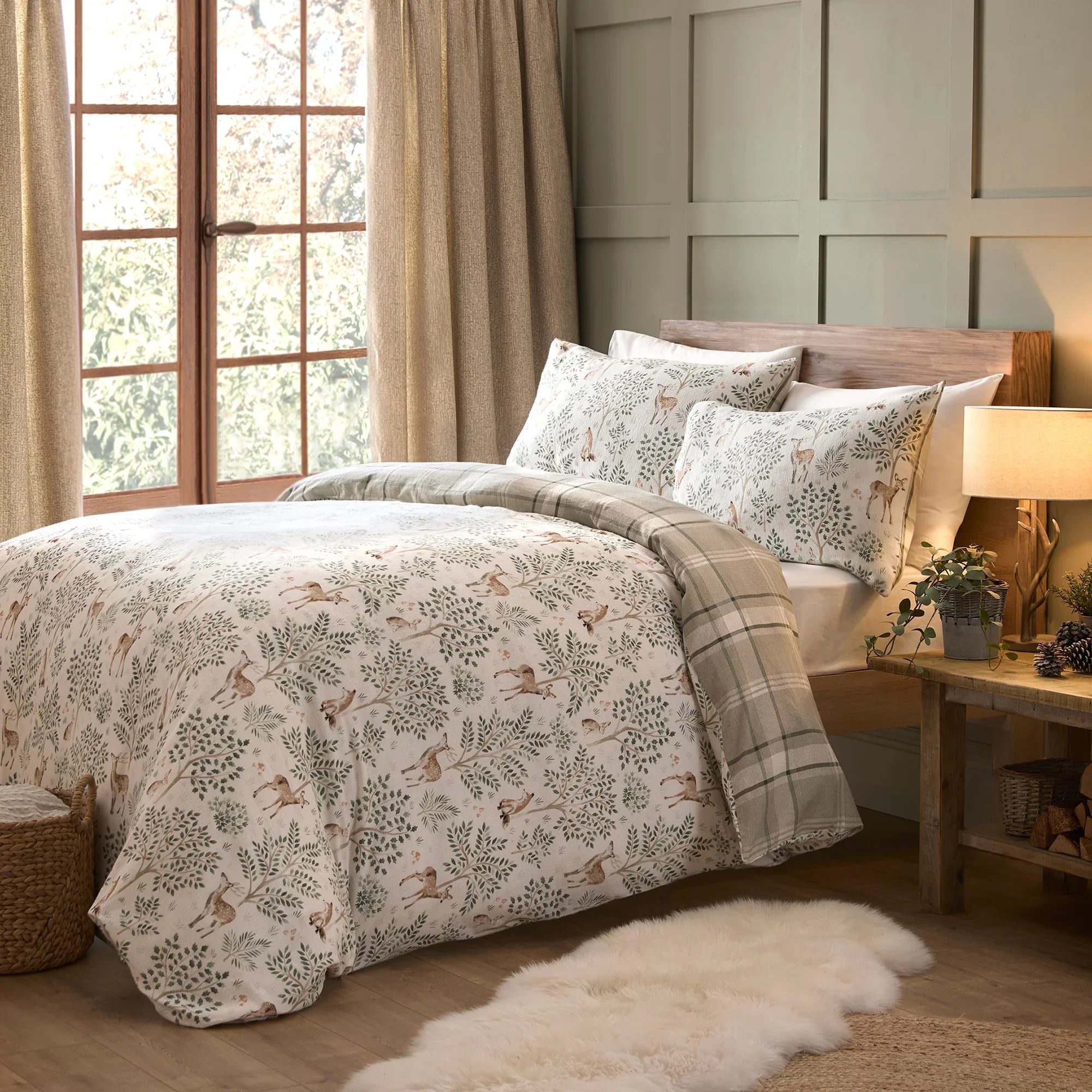 D & D Lodge Forest Animals Duvet Cover Set - Natural