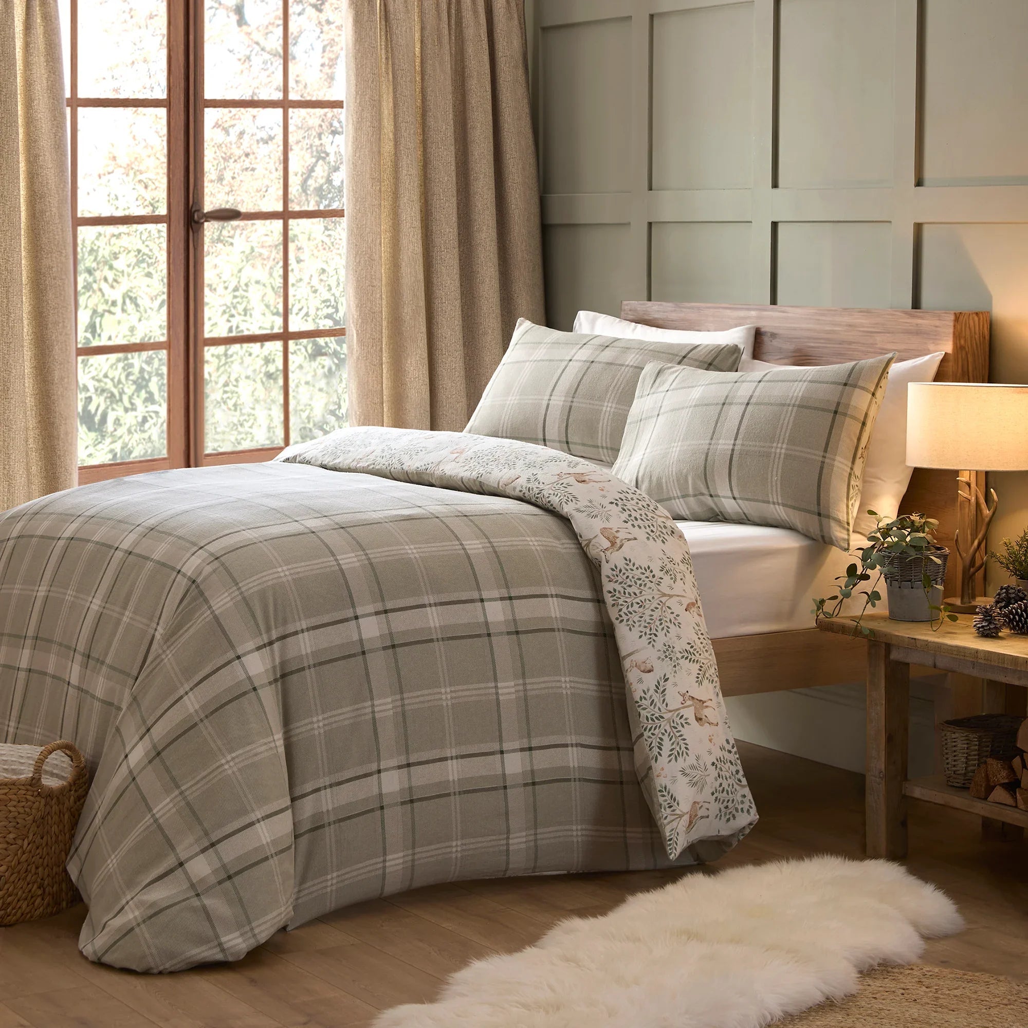 D & D Lodge Forest Animals Duvet Cover Set - Natural