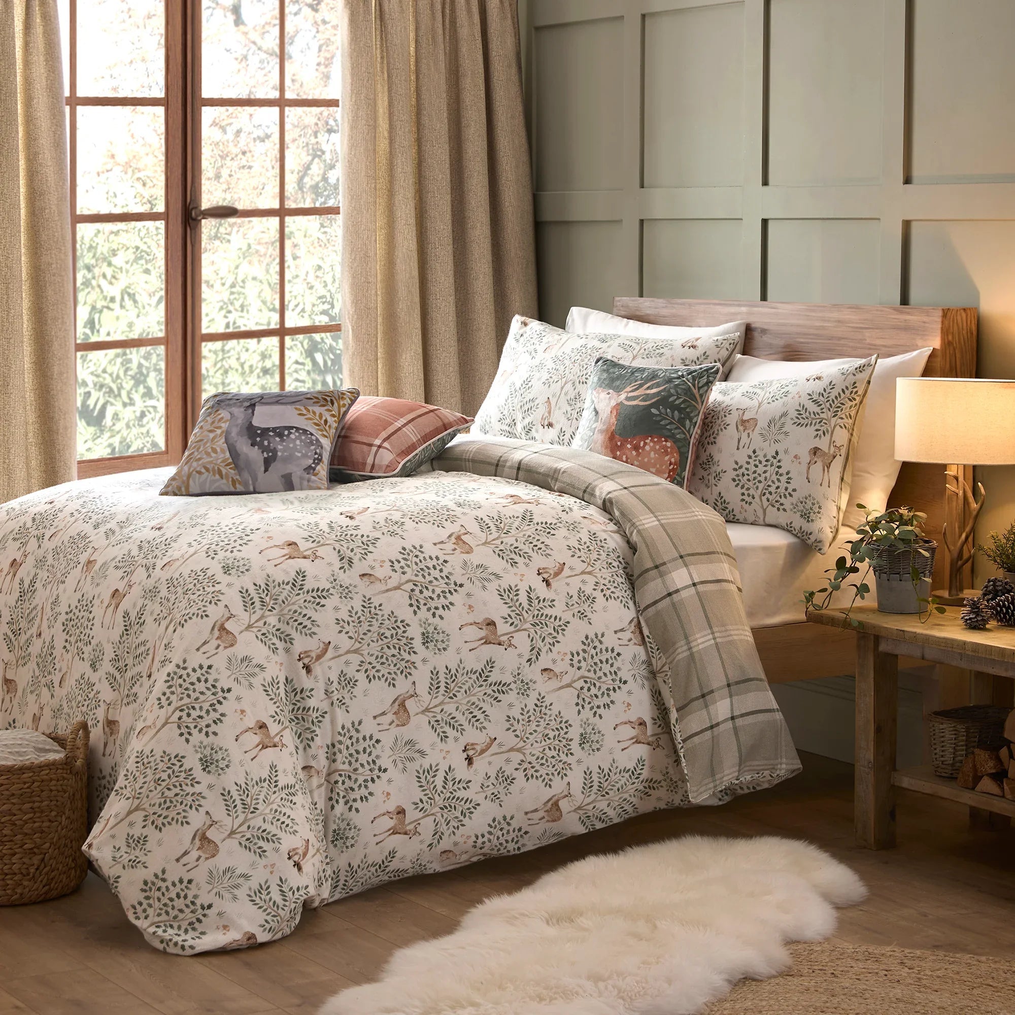 D & D Lodge Forest Animals Duvet Cover Set - Natural