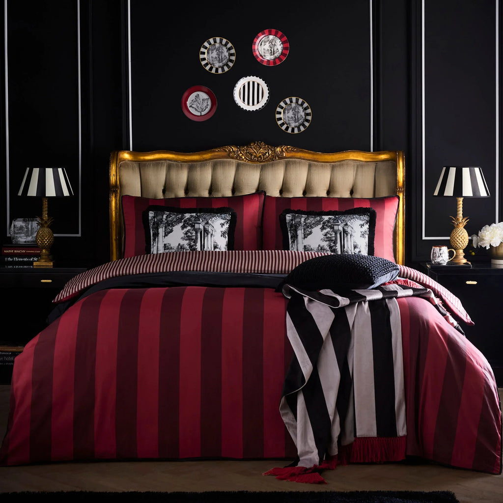 Laurence Llewelyn-Bowen Festivo Circus Stripe Duvet Cover Set - Red