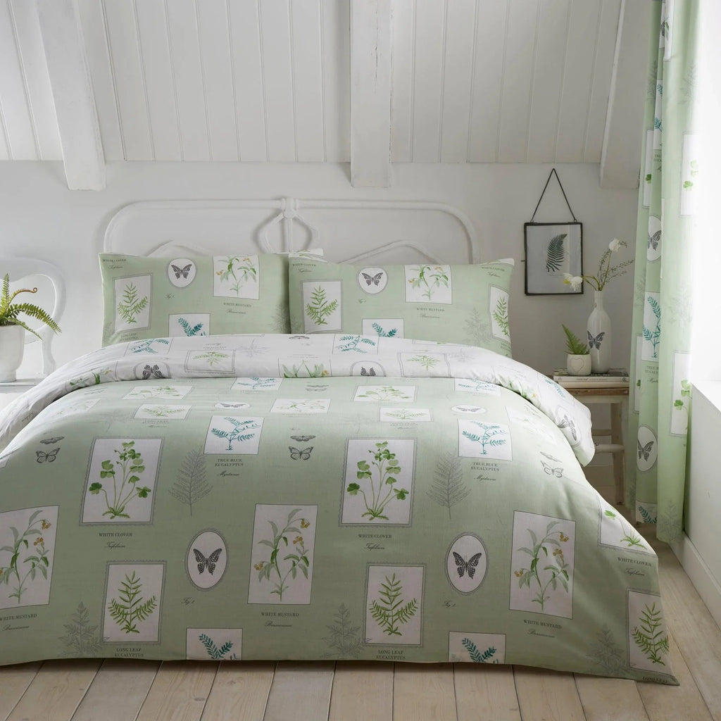 D & D Floral Garden Duvet Cover Set - Green