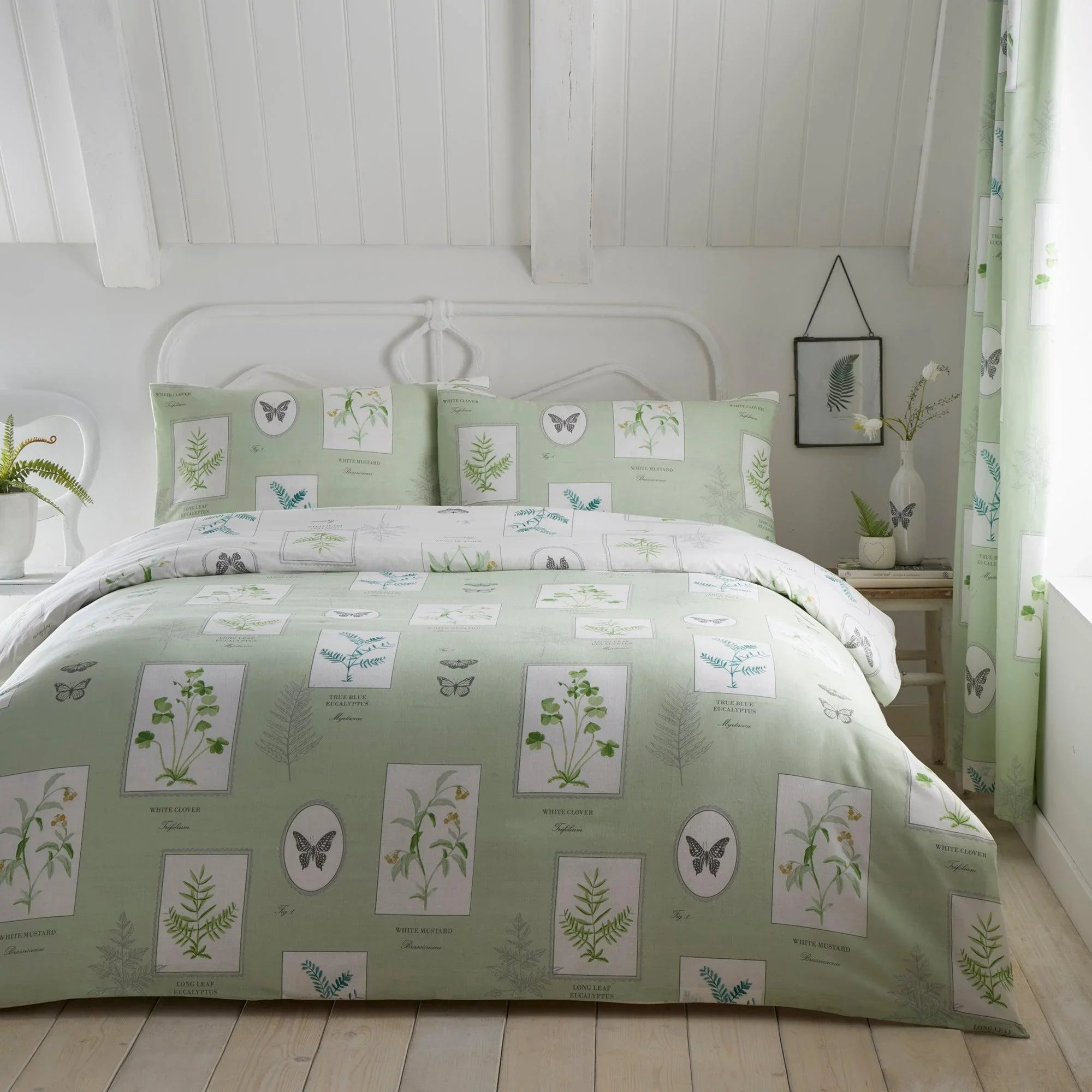 D & D Floral Garden Duvet Cover Set - Green