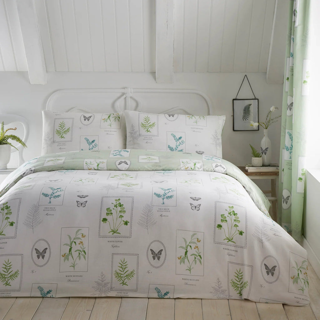 D & D Floral Garden Duvet Cover Set - Green