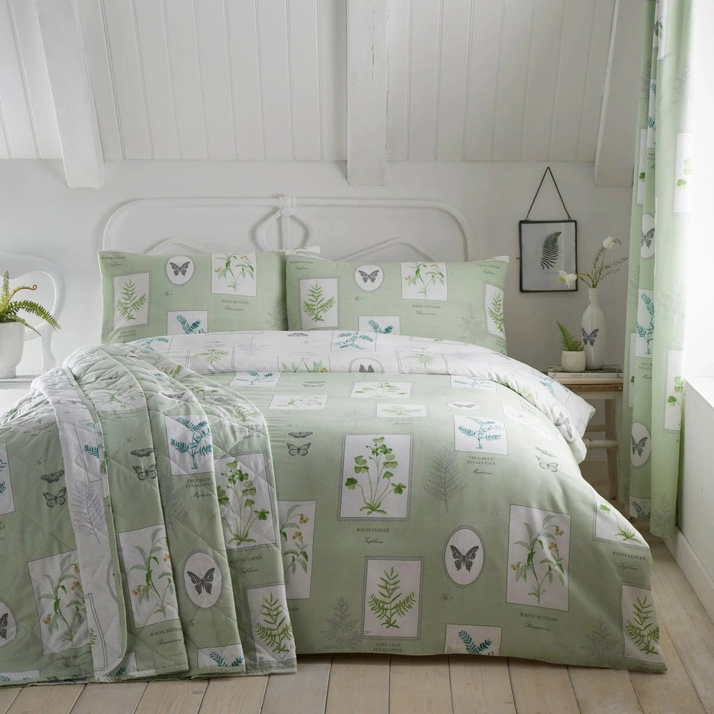 D & D Floral Garden Duvet Cover Set - Green