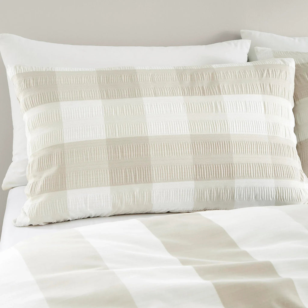 Fusion Seersucker Gingham Duvet Cover Set - Natural