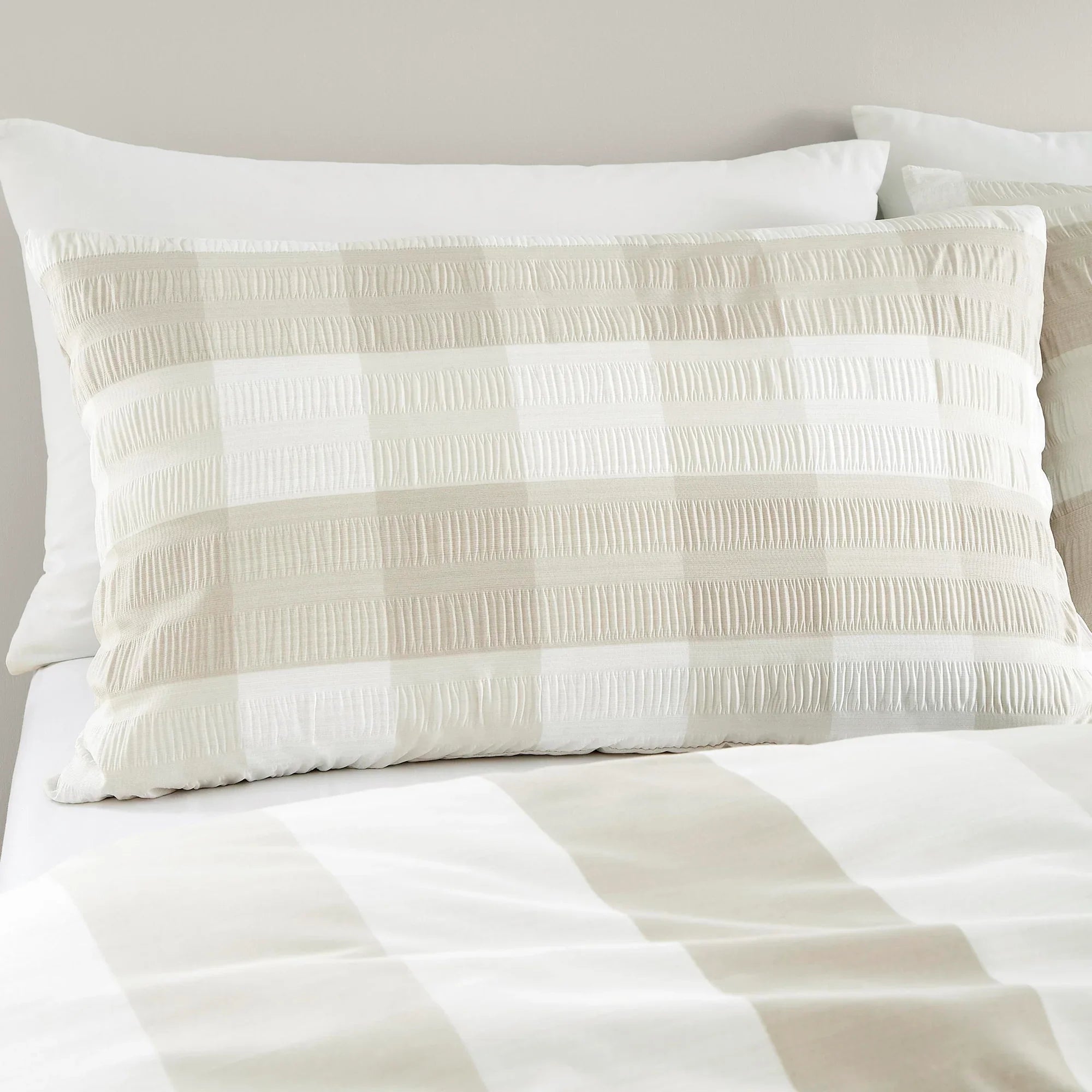 Fusion Seersucker Gingham Duvet Cover Set - Natural