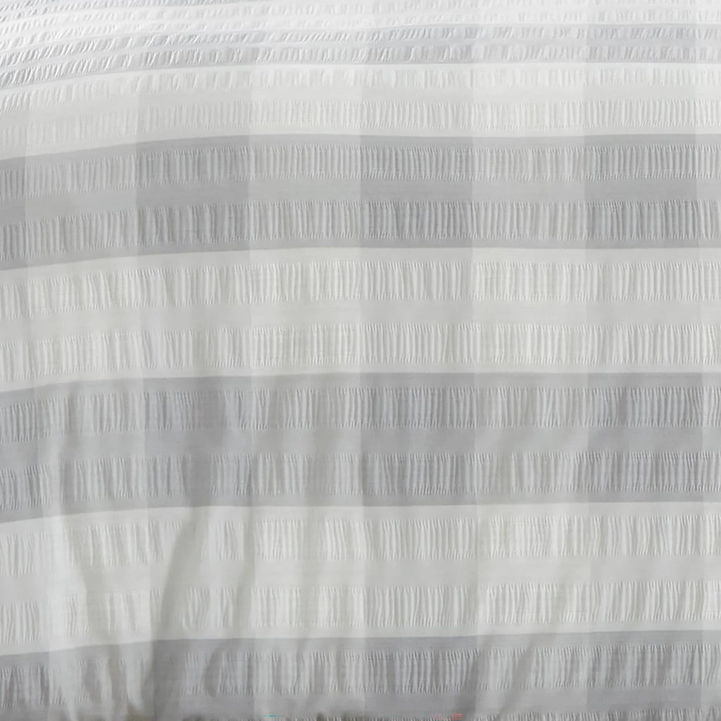 Fusion Seersucker Gingham Duvet Cover Set - Silver