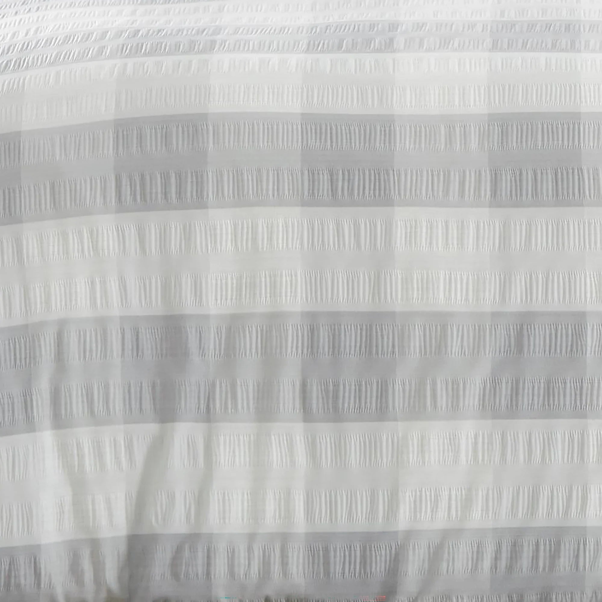 Fusion Seersucker Gingham Duvet Cover Set - Silver