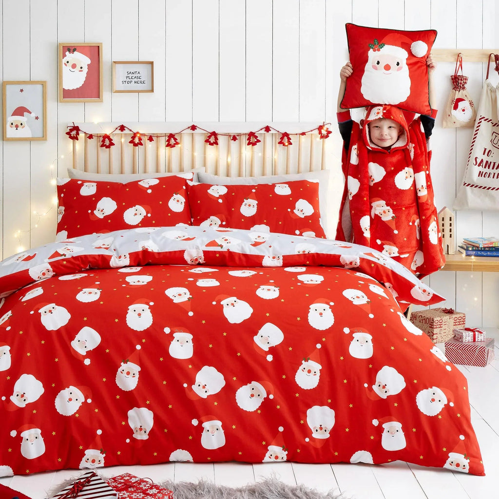 Fusion Happy Santa Duvet Cover Set - Red