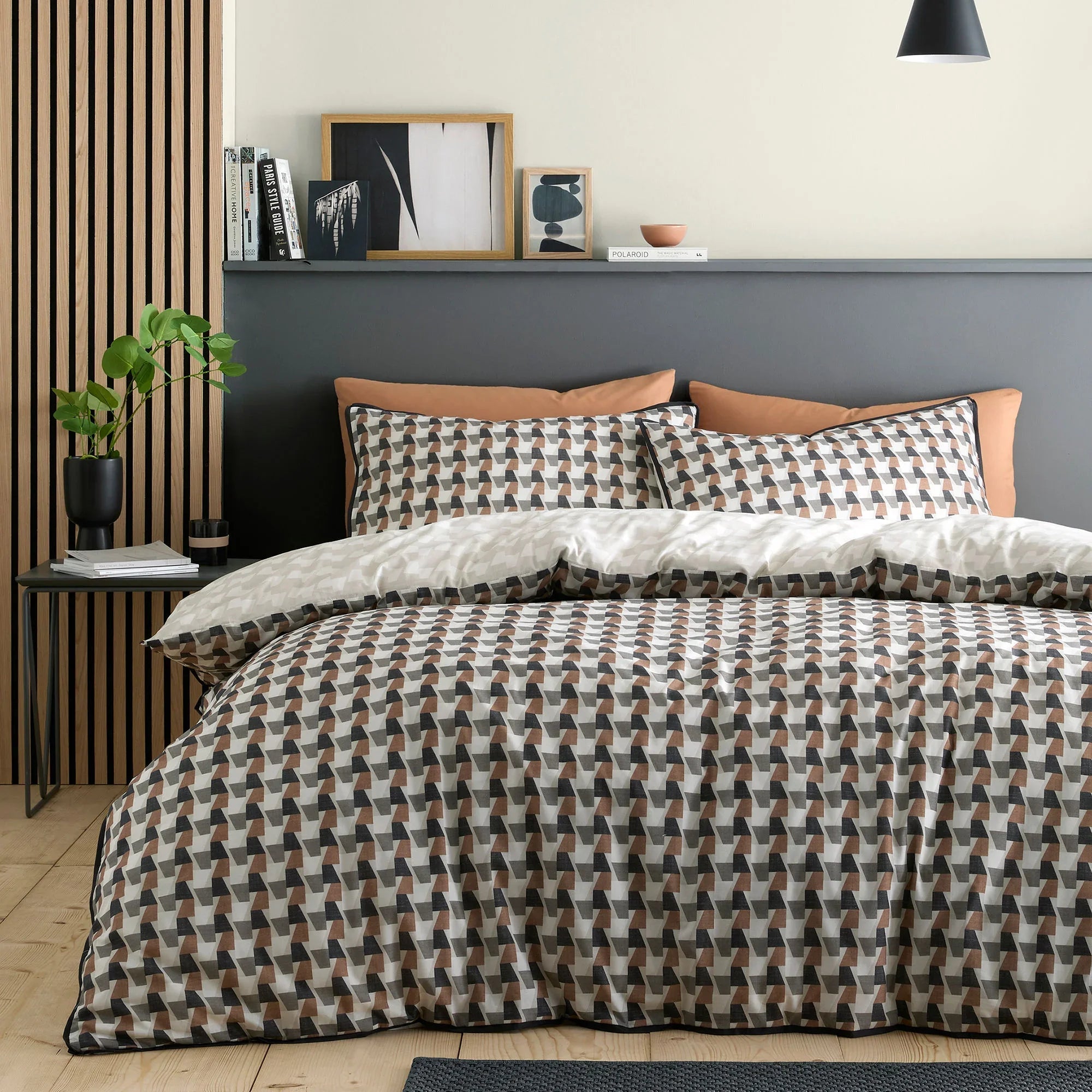 Appletree Hygge Jett Cotton Duvet Cover Set - Brown/Bracken