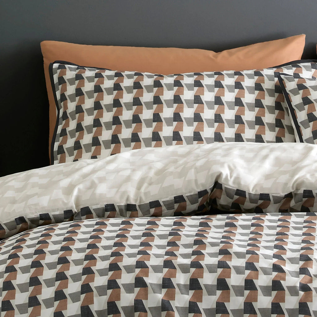 Appletree Hygge Jett Cotton Duvet Cover Set - Brown/Bracken