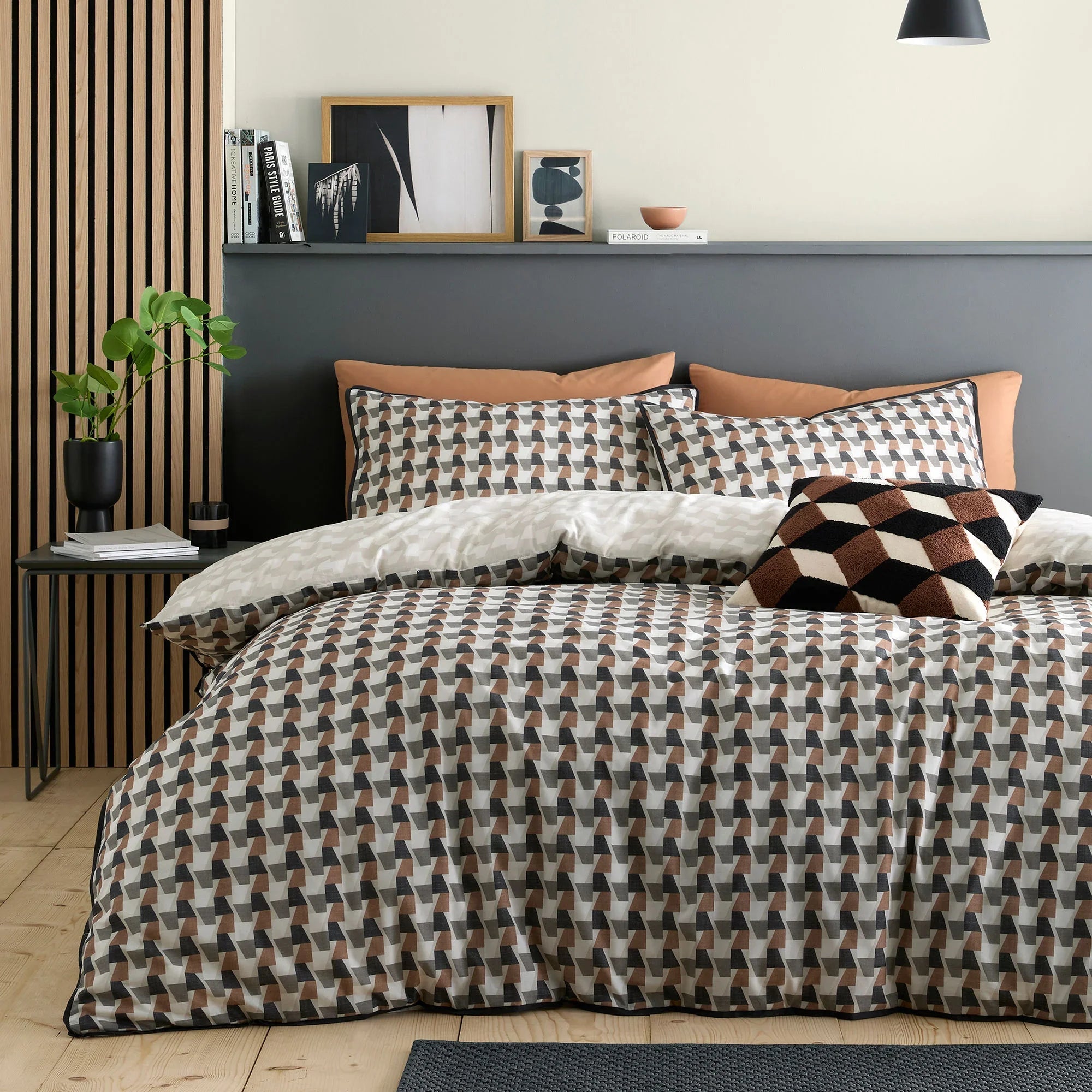Appletree Hygge Jett Cotton Duvet Cover Set - Brown/Bracken