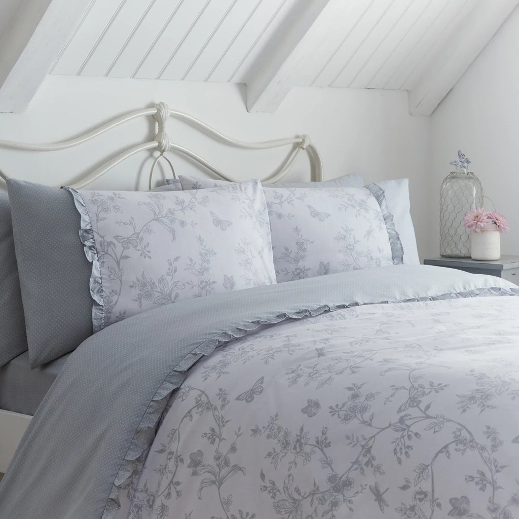 D & D Kristen Duvet Cover Set - Grey