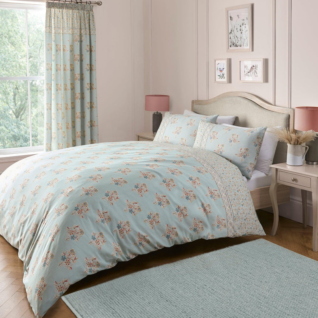 D & D Lorena Patchwork Duvet Cover Set - Duck Egg